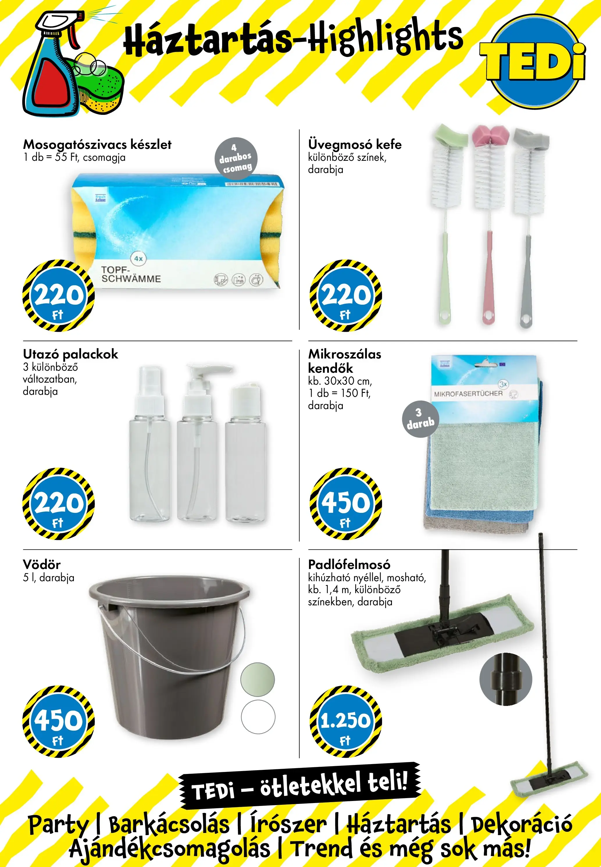 TEDi akciós újság Komárom - 2026.03.05. -tól/töl > akció, lapozható szórólap 🛍️ | Oldal: 7 | Termékek: Kefe, Dekoráció