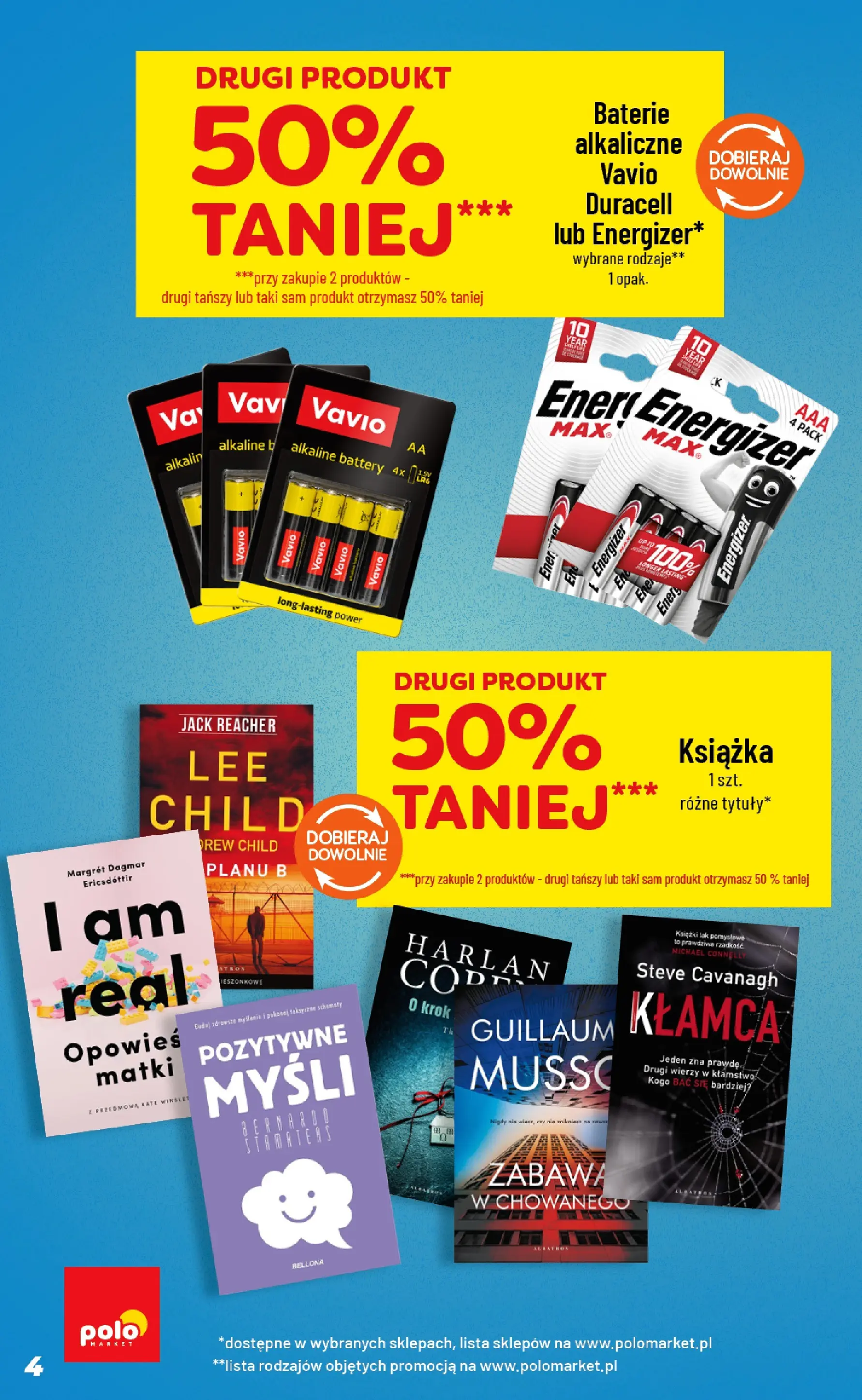 Nowa POLOmarket gazetka od jutra 04.03.2026 (PDF) | Strona: 4 | Produkty: Baterie, Książki