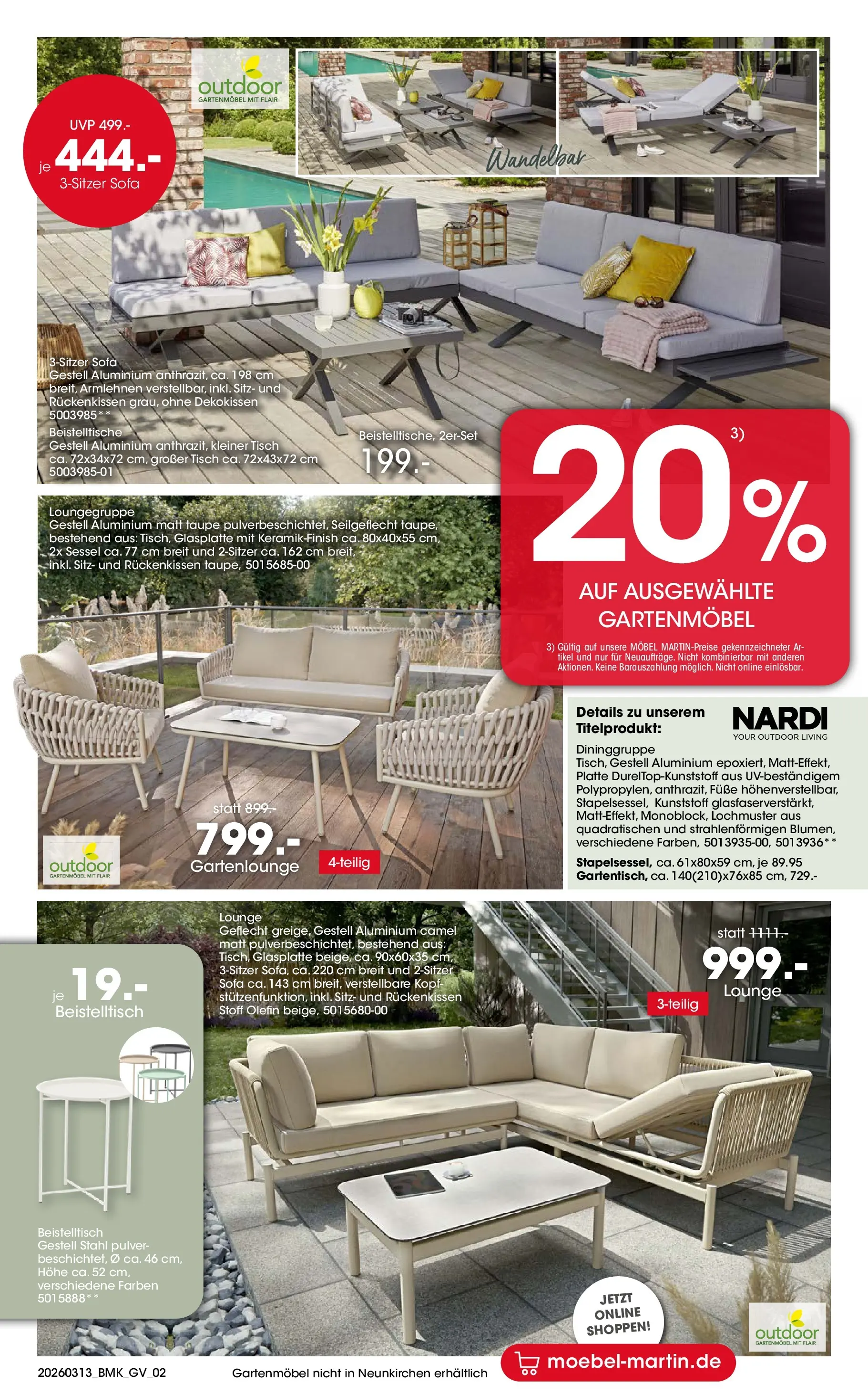 Möbel Martin März Highlights (ab 13.03.2026) zum Blättern | Seite: 2 | Produkte: Beistelltisch, Sessel, Tisch, Gartenmöbel