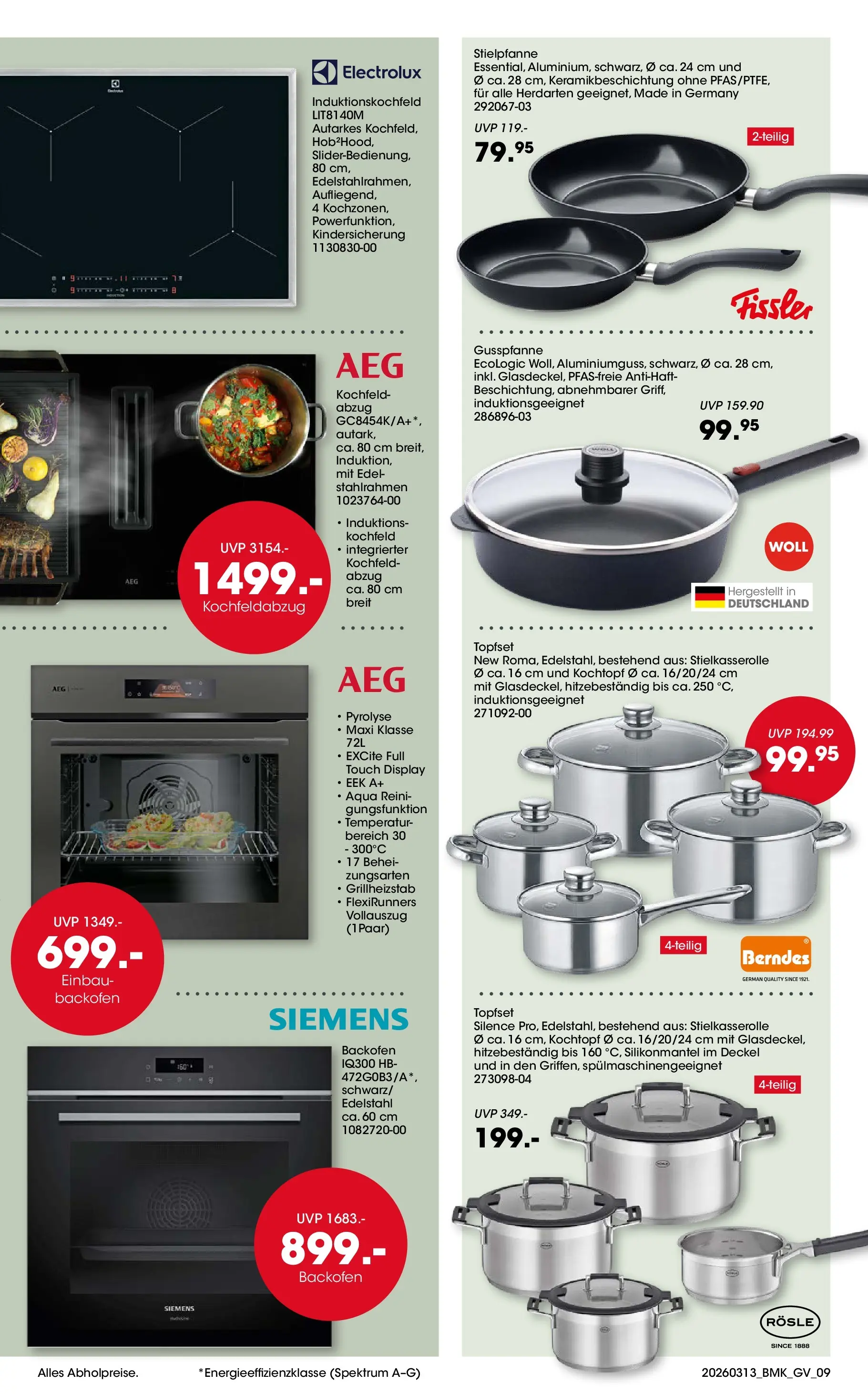 Möbel Martin März Highlights (ab 13.03.2026) zum Blättern | Seite: 9 | Produkte: Siemens, AEG, Kochfeld, Backofen