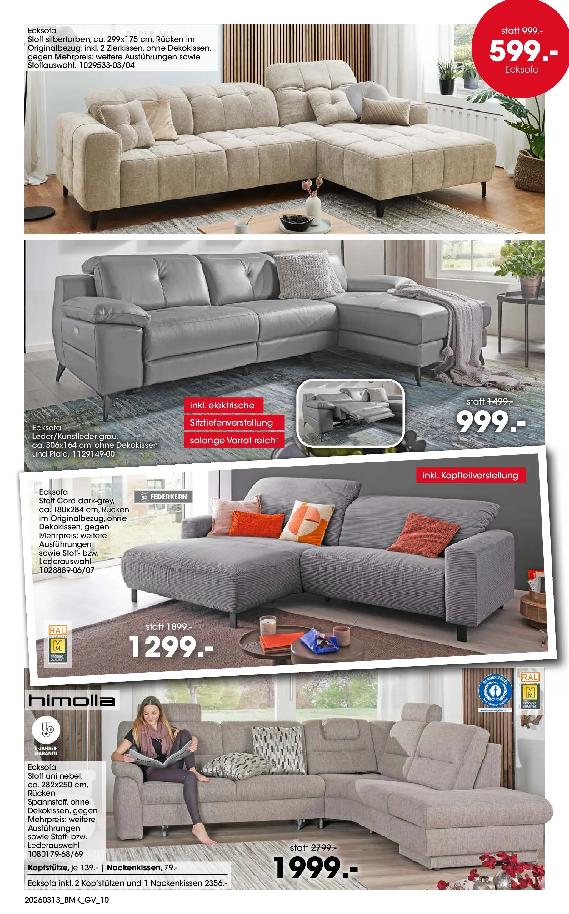 Möbel Martin März Highlights (ab 13.03.2026) zum Blättern | Seite: 10 | Produkte: Ecksofa