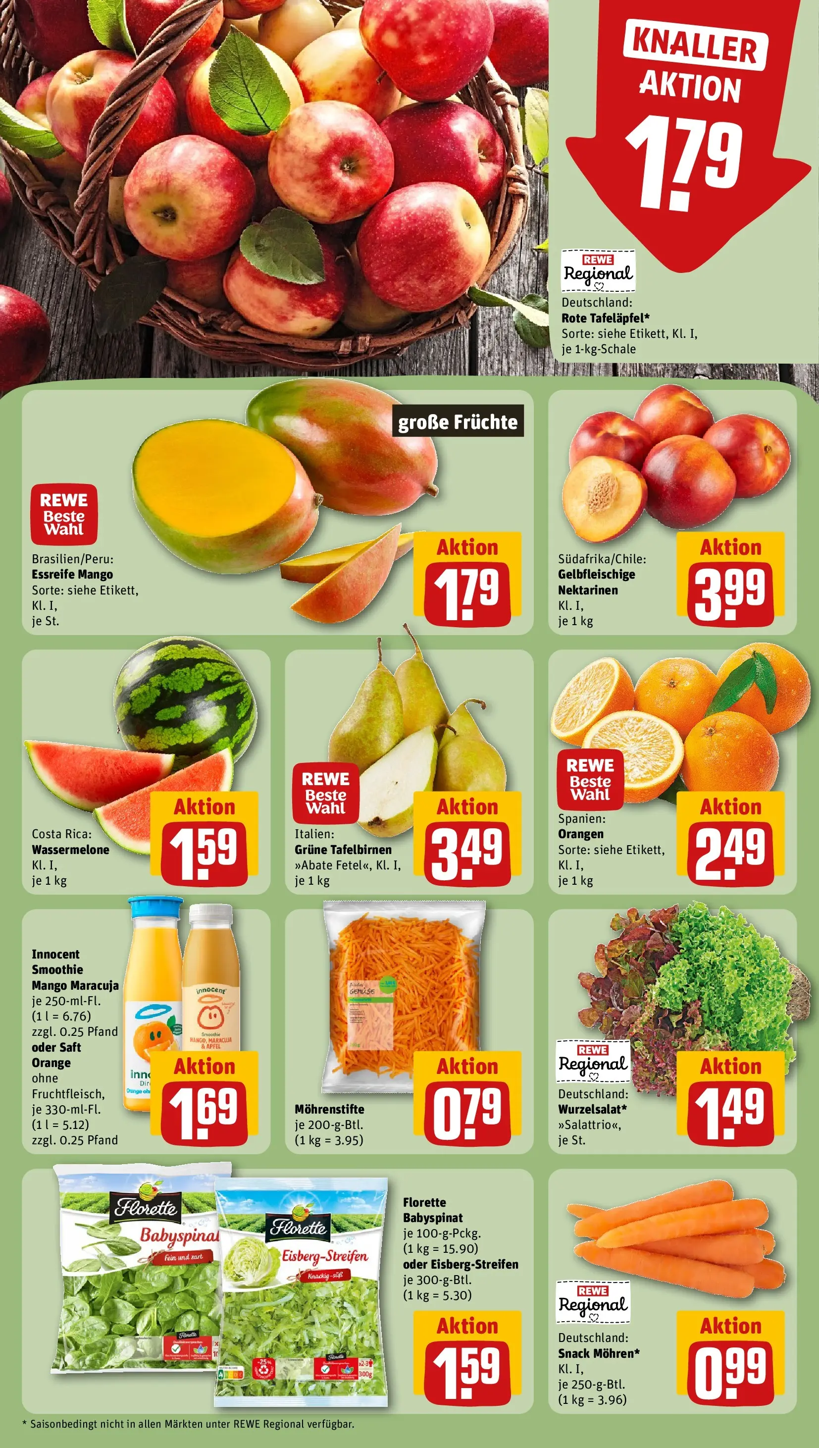 REWE Prospekt ab 09.03.2026 zum Blättern » Angebote | Seite: 6 | Produkte: Nektarinen, Orangen, Wassermelone, Saft