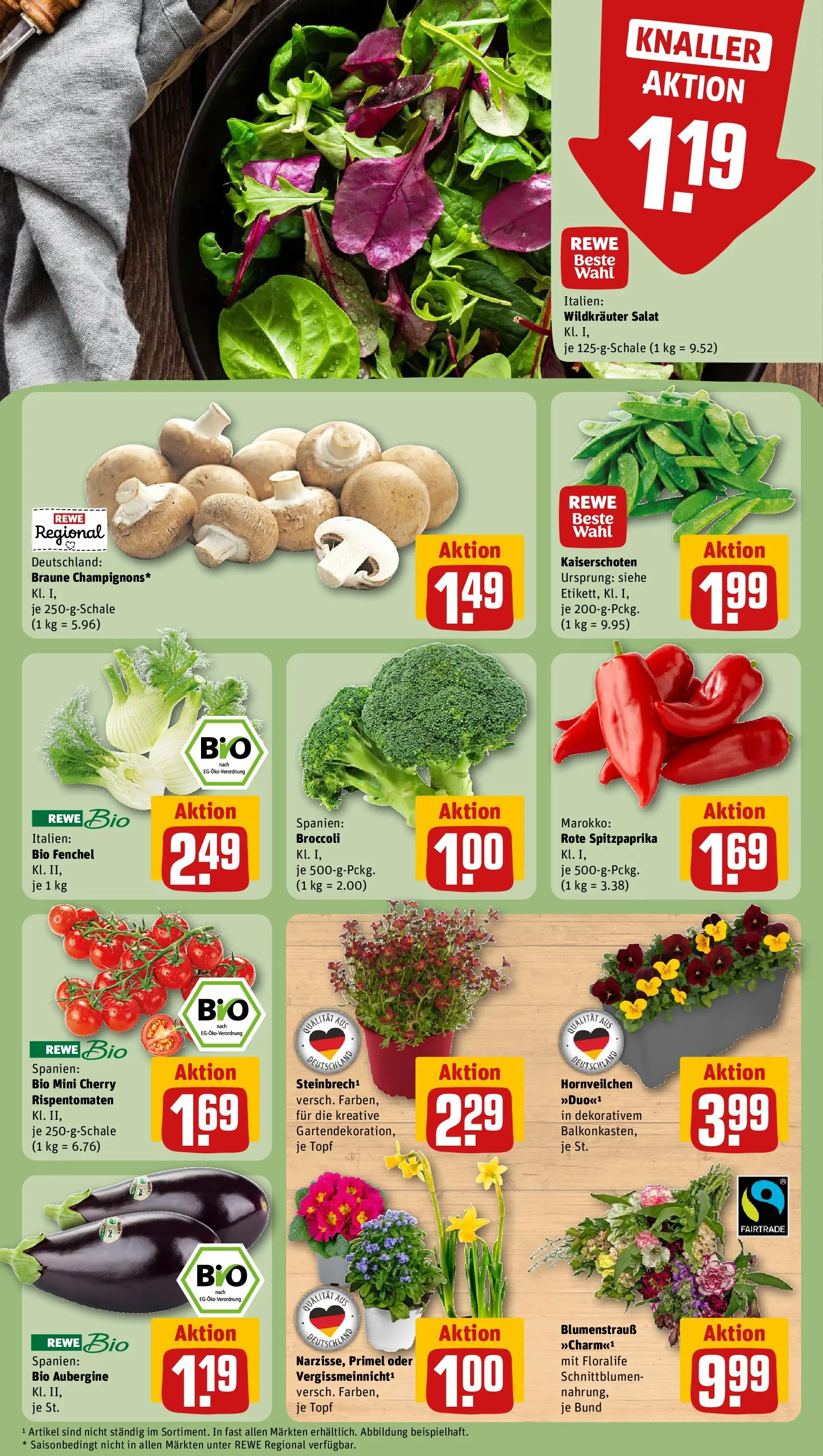 REWE Prospekt ab 09.03.2026 zum Blättern » Angebote | Seite: 7 | Produkte: Aubergine, Salat