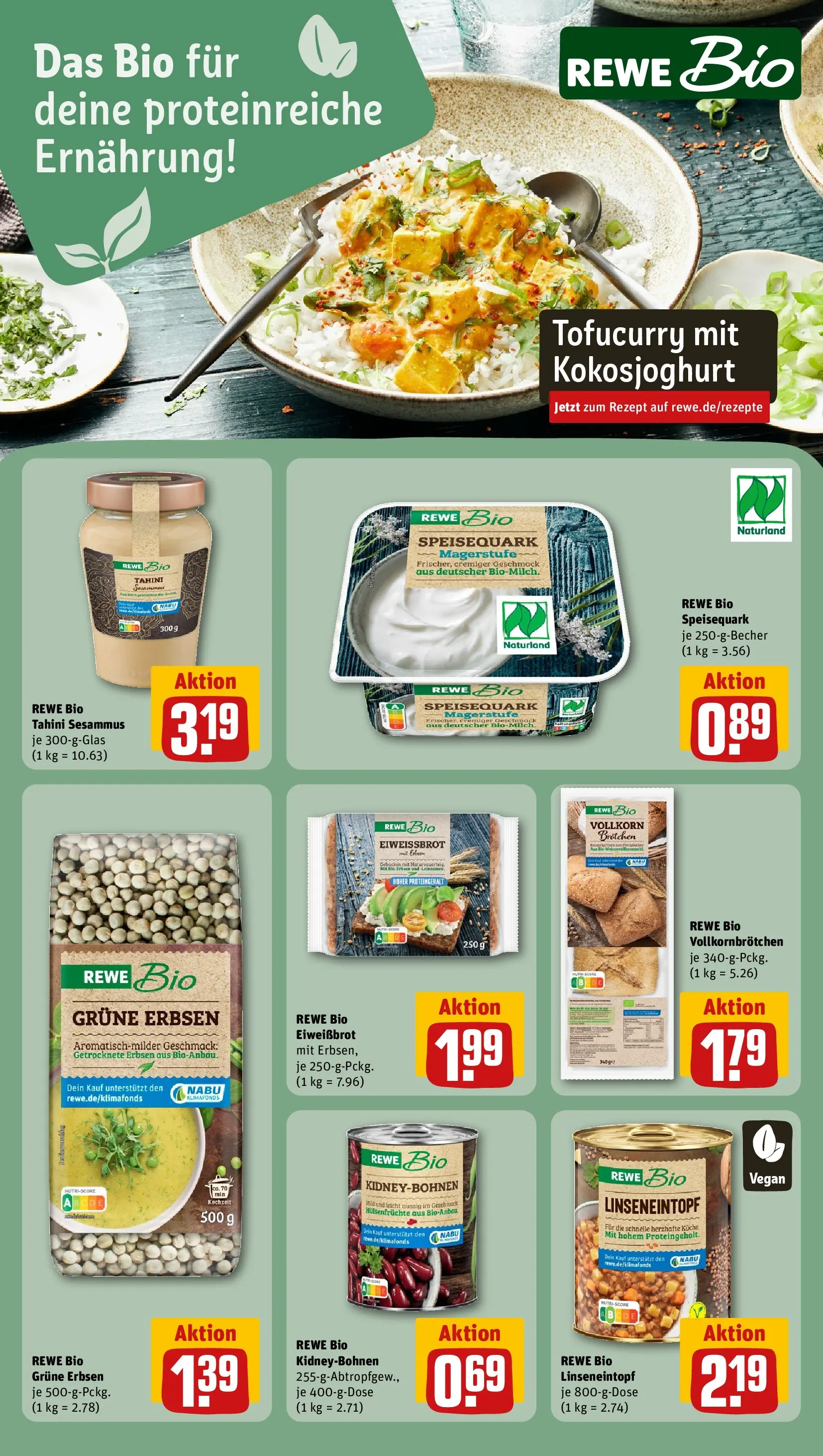 REWE Prospekt ab 09.03.2026 zum Blättern » Angebote | Seite: 19 | Produkte: Speisequark, Erbsen
