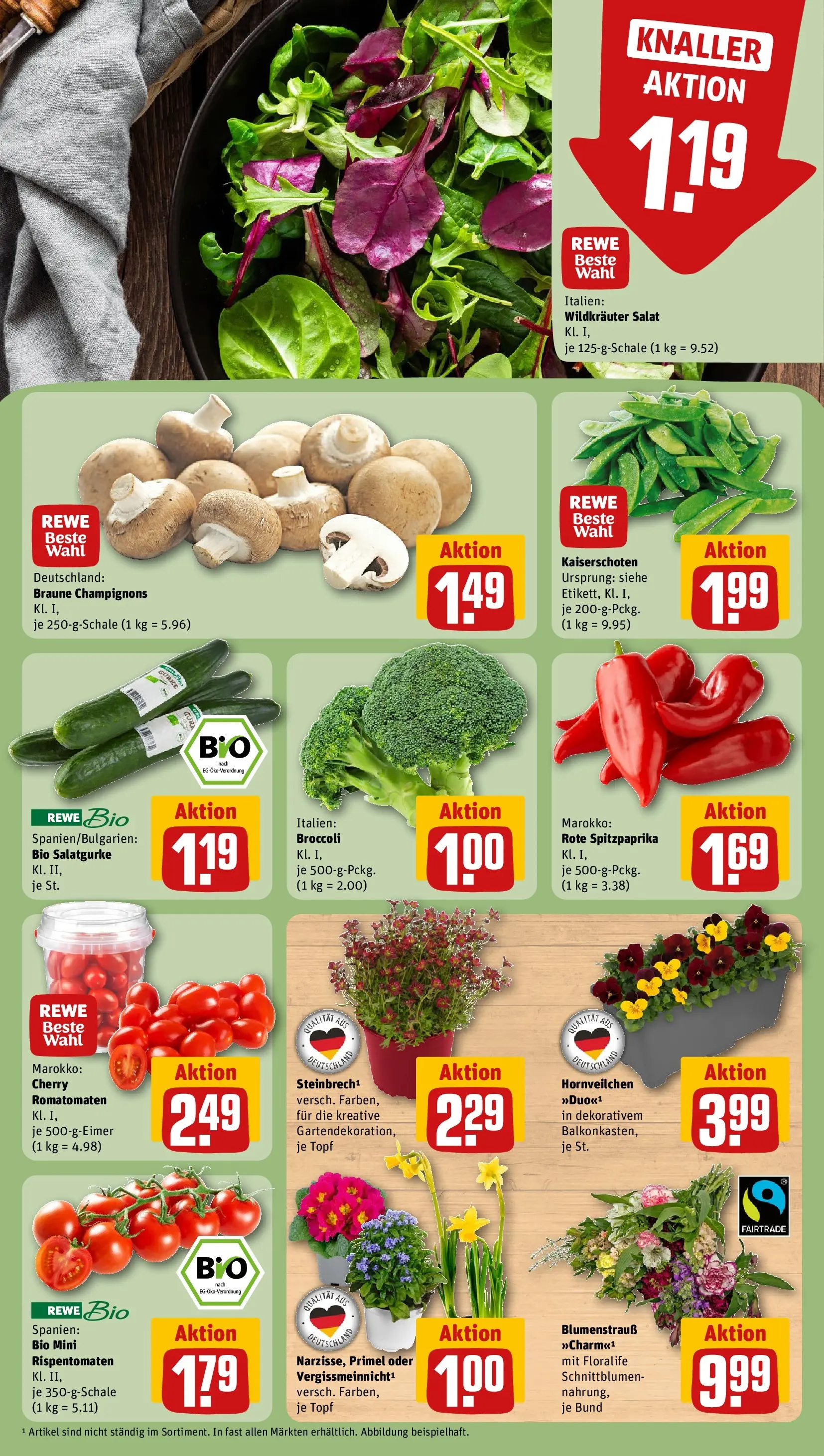 REWE Prospekt ab 09.03.2026 zum Blättern » Angebote | Seite: 7 | Produkte: Champignons, Salat