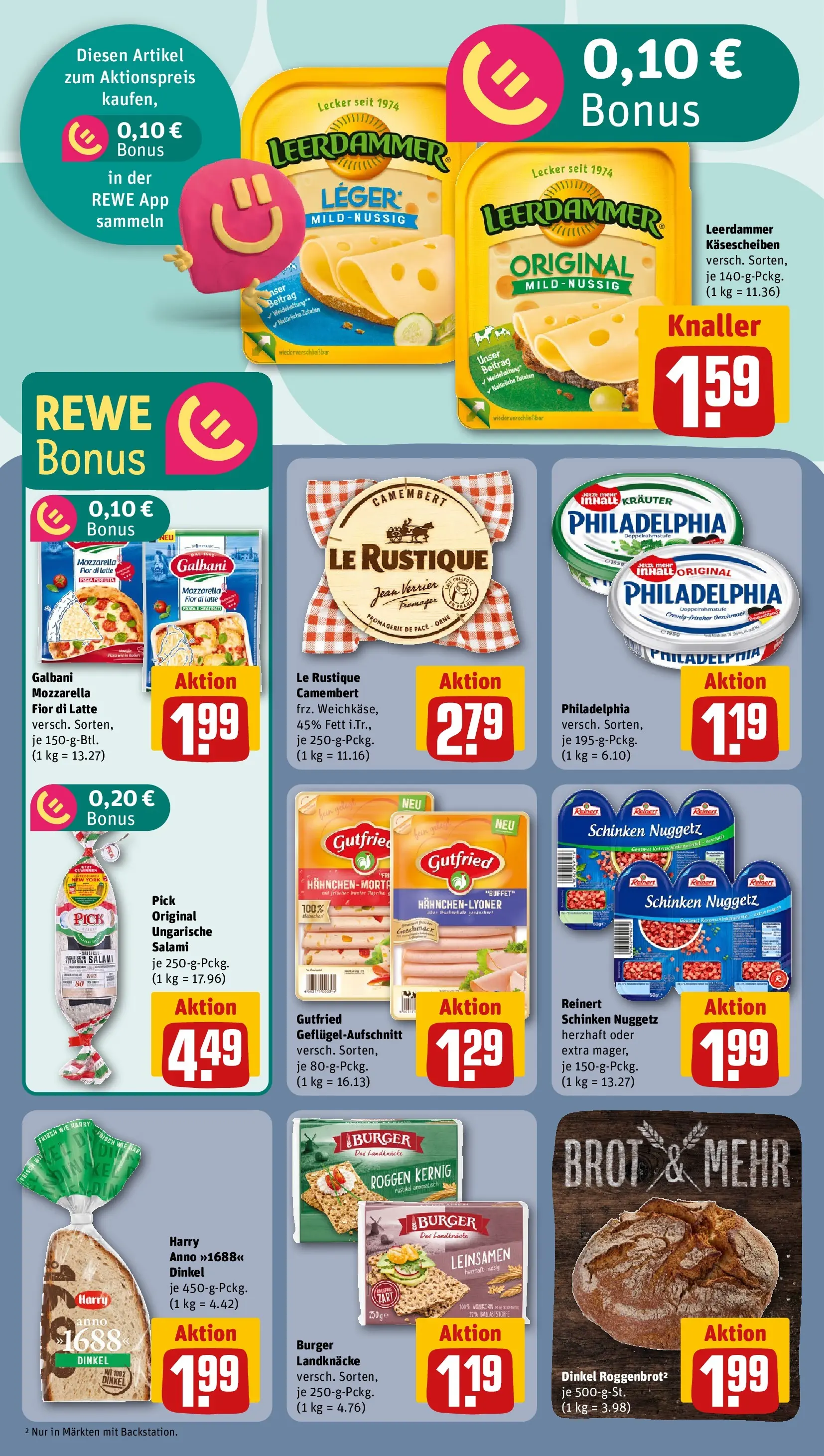 REWE Prospekt ab 09.03.2026 zum Blättern » Angebote | Seite: 12 | Produkte: Philadelphia, Mozzarella, Leerdammer, Salami