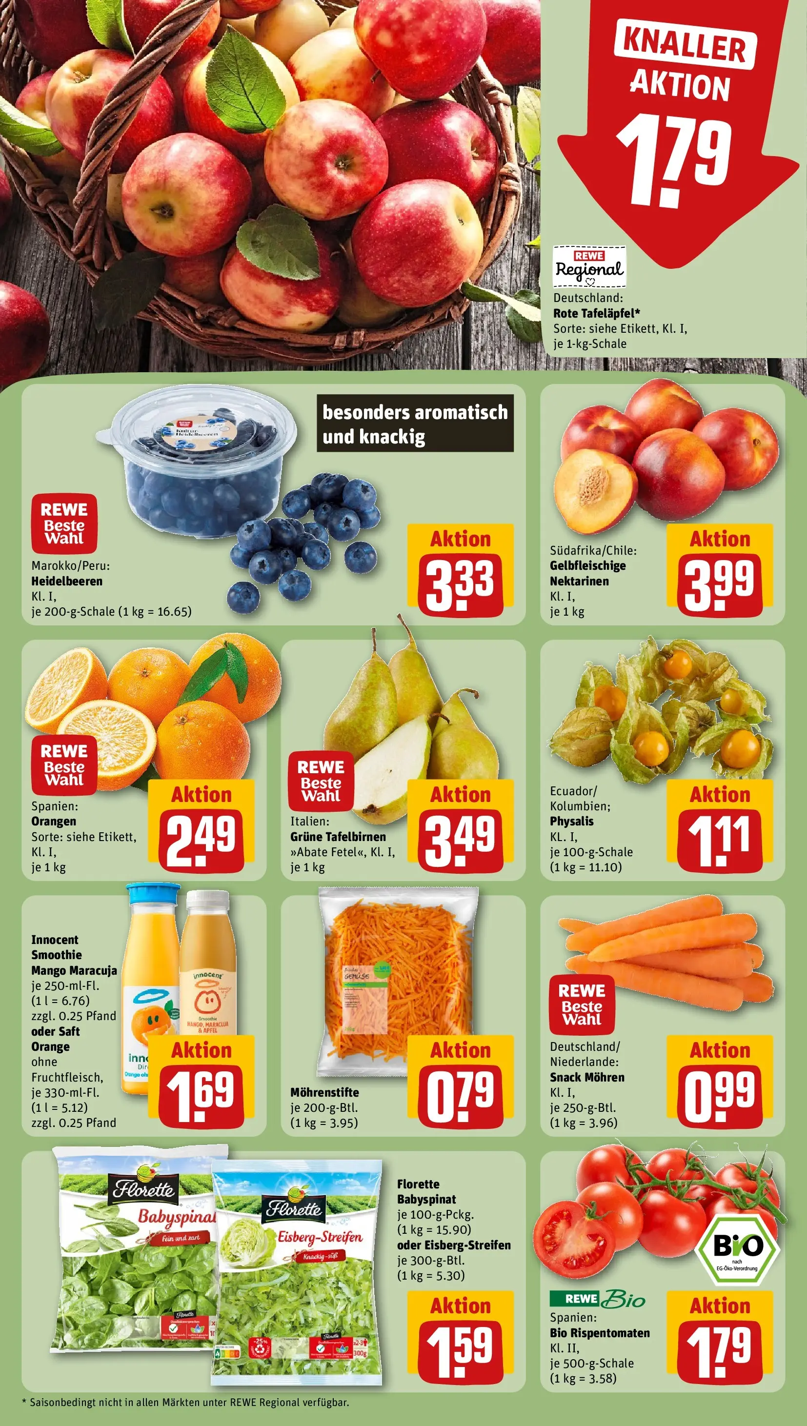 REWE Prospekt ab 09.03.2026 zum Blättern » Angebote | Seite: 6 | Produkte: Äpfel, Orangen, Mohren, Saft