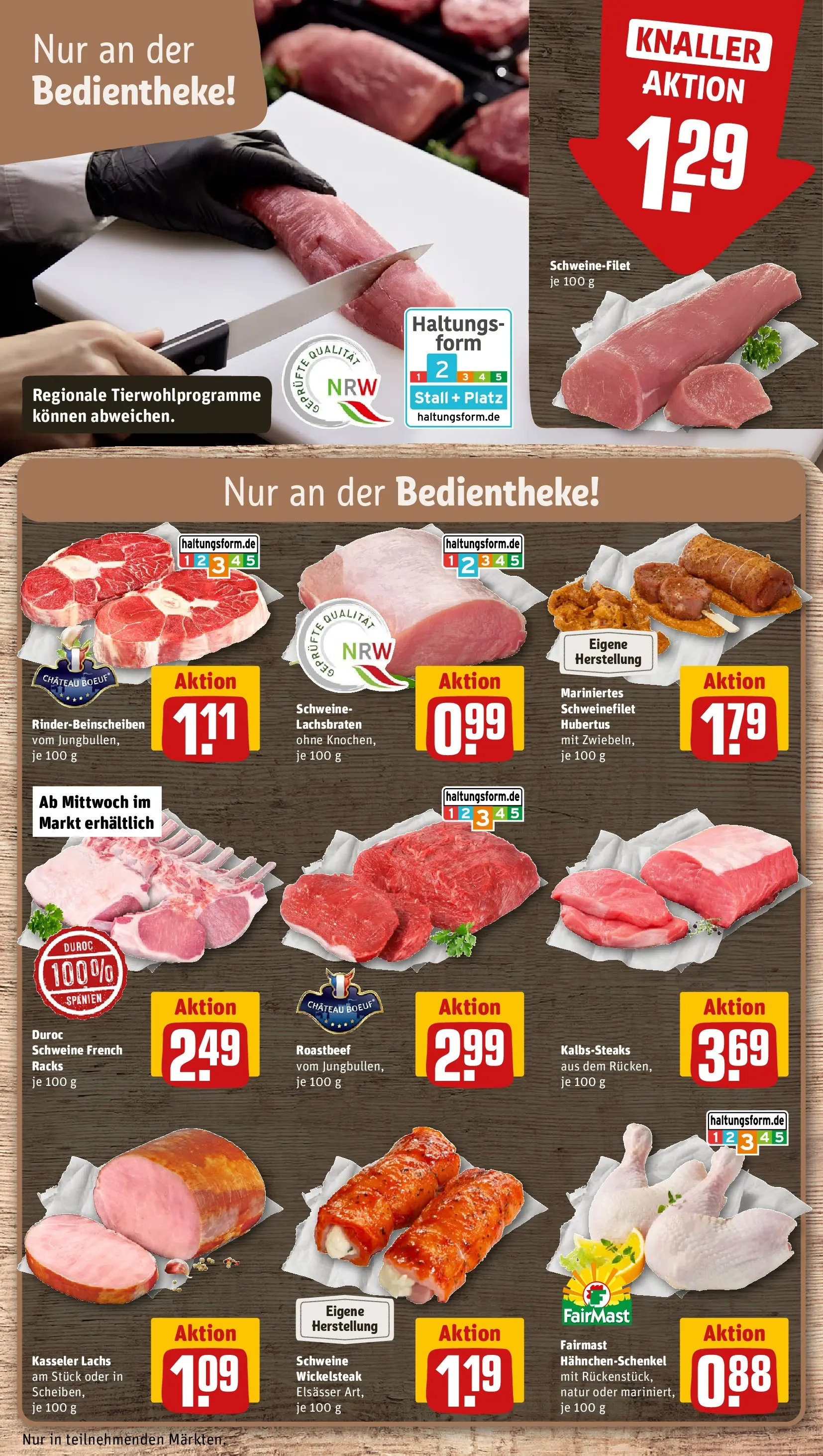REWE Prospekt ab 09.03.2026 zum Blättern » Angebote | Seite: 10 | Produkte: Hahnchenschenkel, Roastbeef, Schweinefilet, Lachs