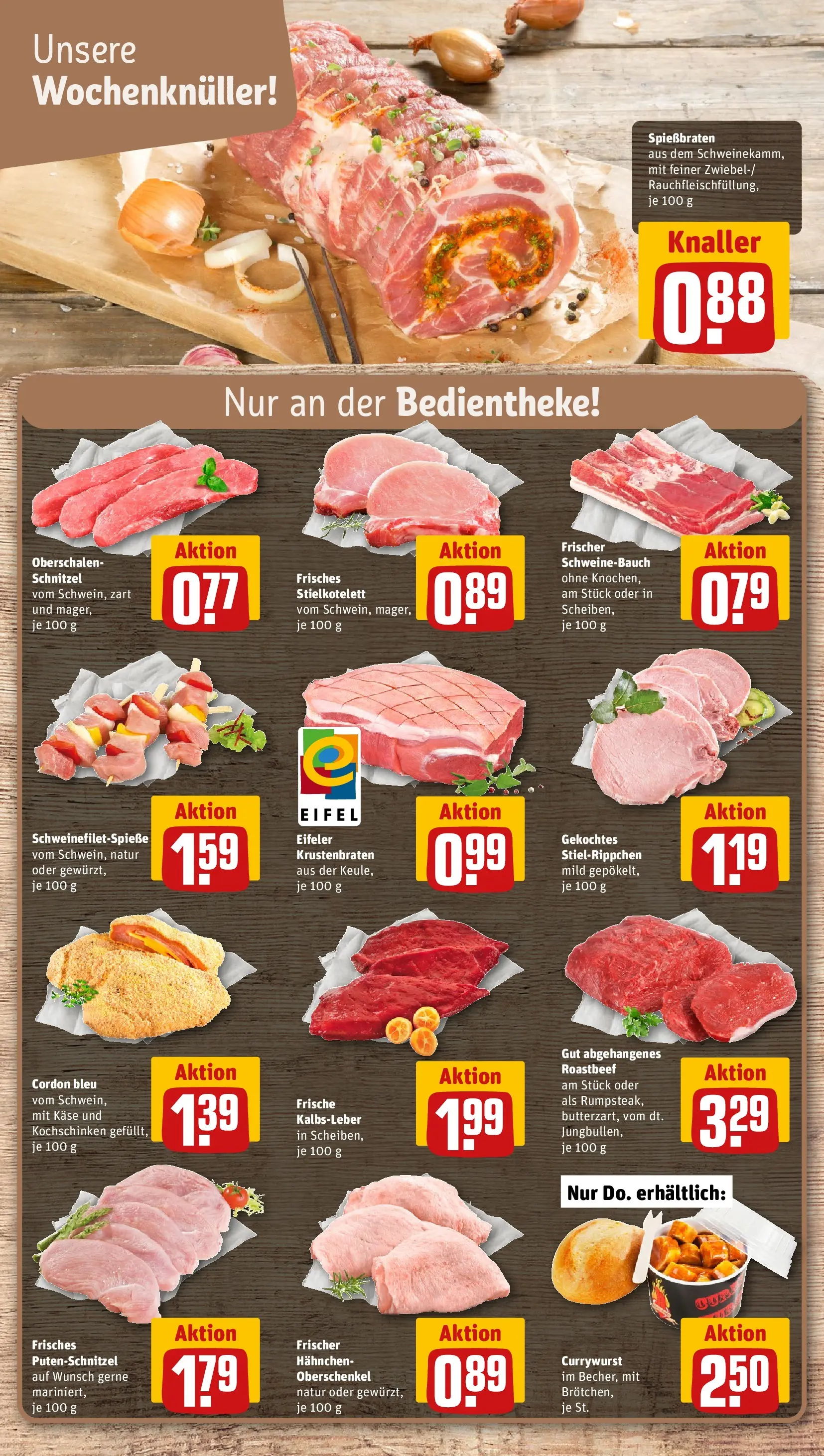REWE Prospekt ab 09.03.2026 zum Blättern » Angebote | Seite: 8 | Produkte: Hahnchen, Schweinebauch, Roastbeef, Putenschnitzel
