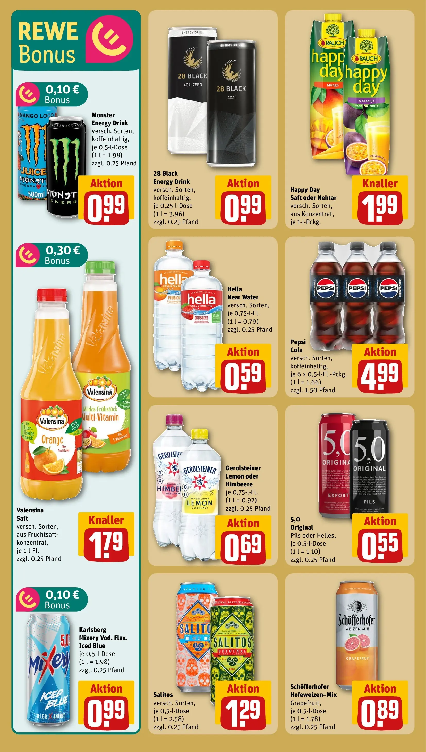 REWE Prospekt ab 09.03.2026 zum Blättern » Angebote | Seite: 14 | Produkte: Monster, Zucker, Pfirsich, Fruchtsaft