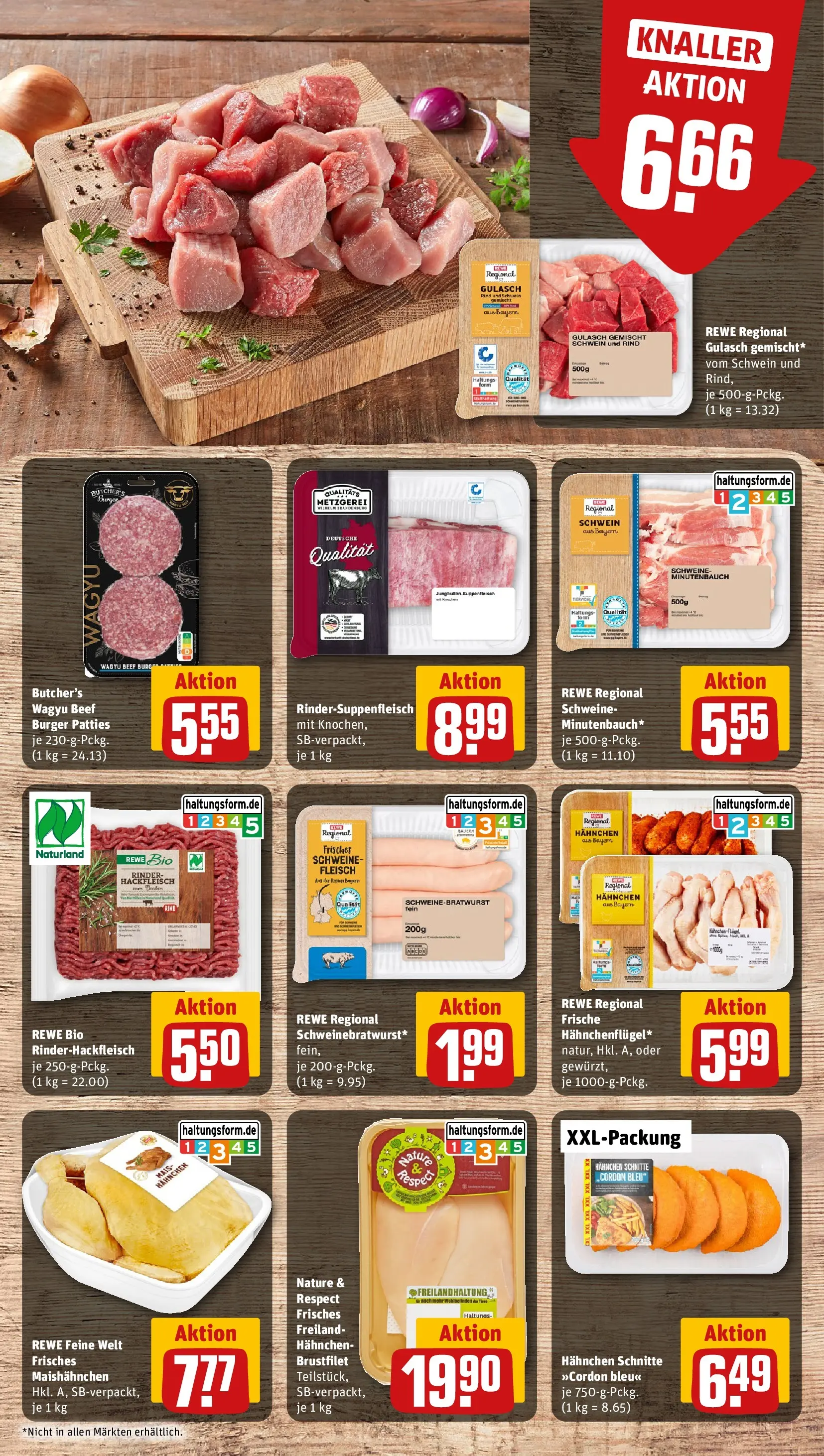 REWE Prospekt ab 09.03.2026 zum Blättern » Angebote | Seite: 8 | Produkte: Hahnchen, Burger, Gulasch, Fleisch