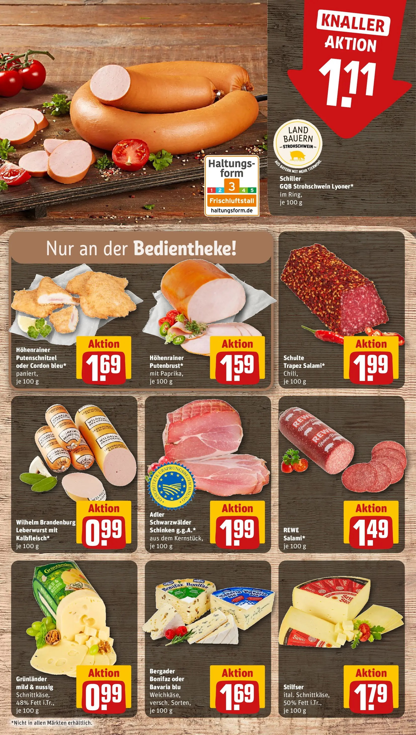 REWE Prospekt ab 09.03.2026 zum Blättern » Angebote | Seite: 9 | Produkte: Grunlander, Putenschnitzel, Salami, Schinken