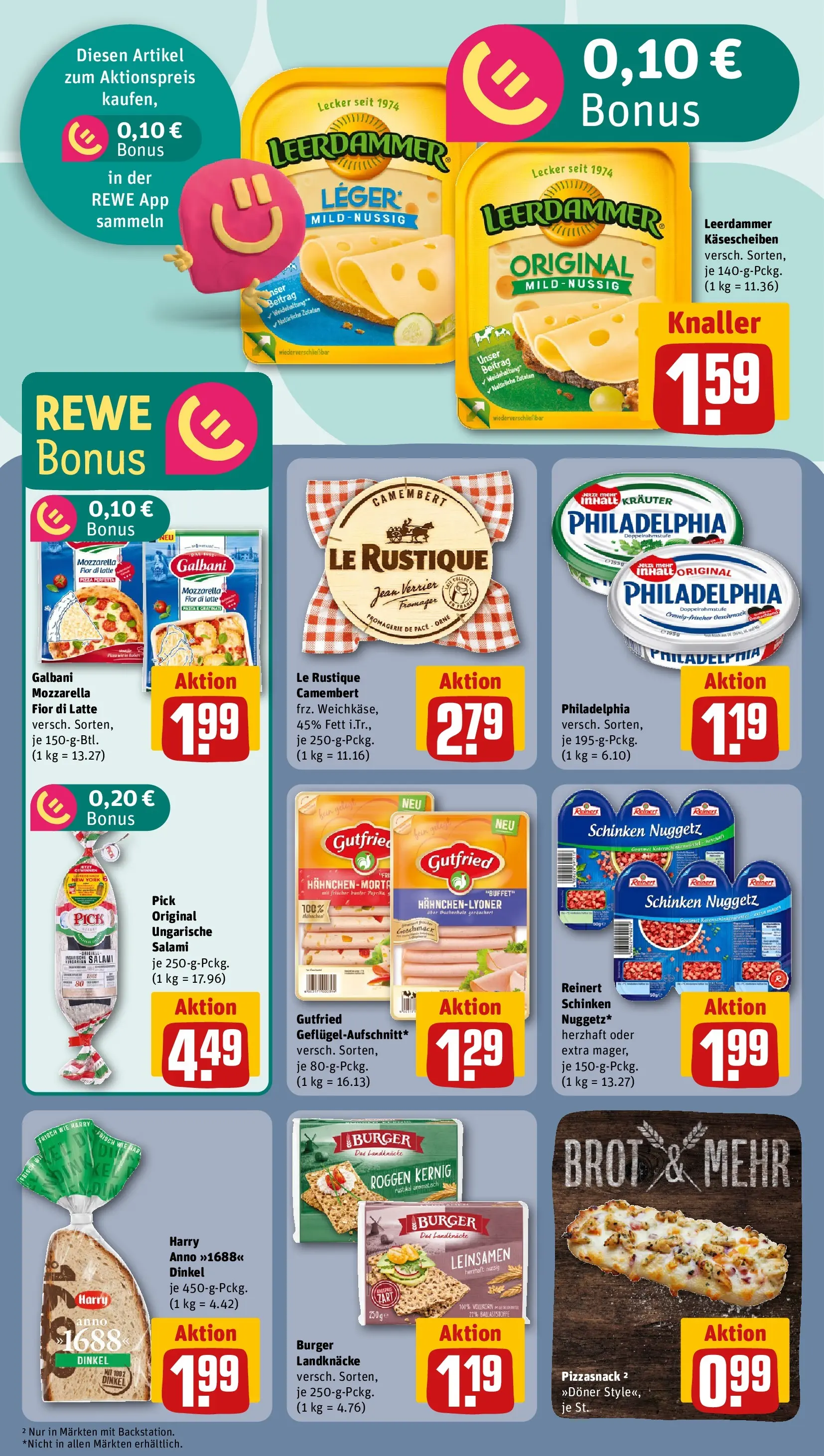 REWE Prospekt ab 09.03.2026 zum Blättern » Angebote | Seite: 12 | Produkte: Mozzarella, Burger, Brot, Salami