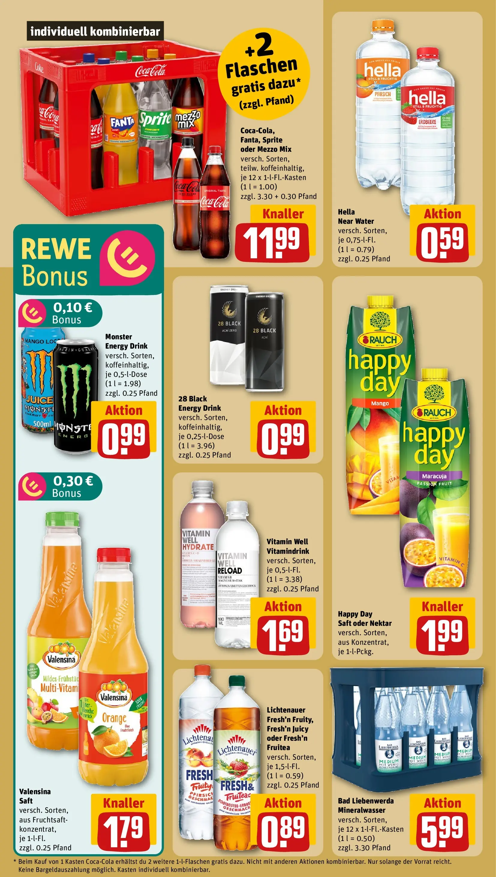 REWE Prospekt ab 09.03.2026 zum Blättern » Angebote | Seite: 14 | Produkte: Cola, Energy, Mineralwasser, Pfirsich