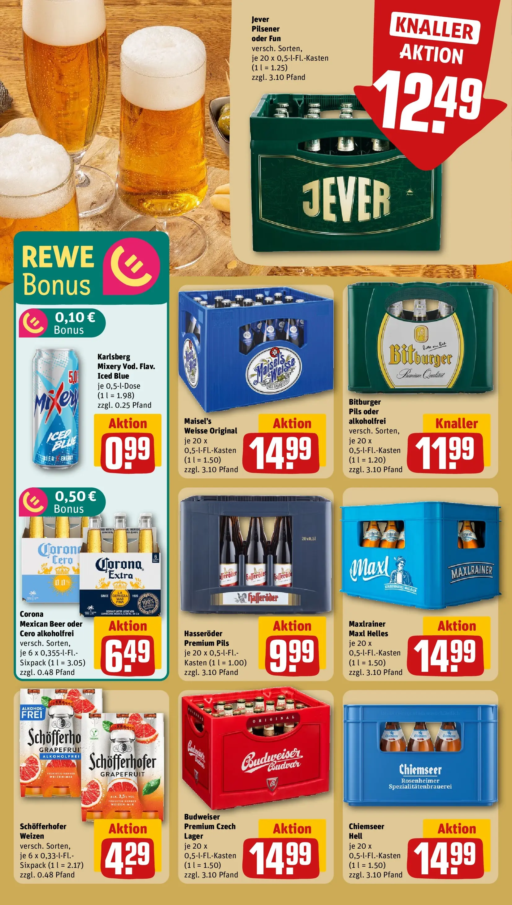 REWE Prospekt ab 09.03.2026 zum Blättern » Angebote | Seite: 21 | Produkte: Pils, Grapefruit, Jever, Budweiser