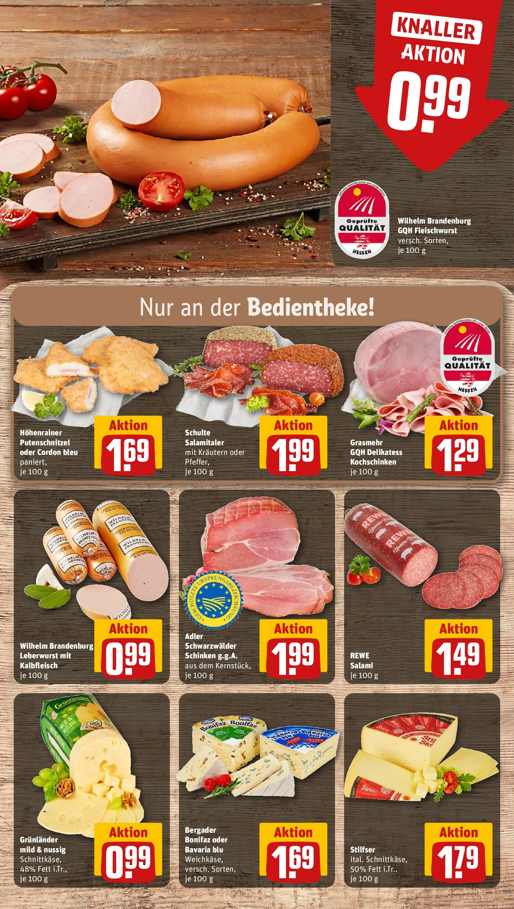 REWE Prospekt ab 09.03.2026 zum Blättern » Angebote | Seite: 9 | Produkte: Grunlander, Putenschnitzel, Salami, Schinken