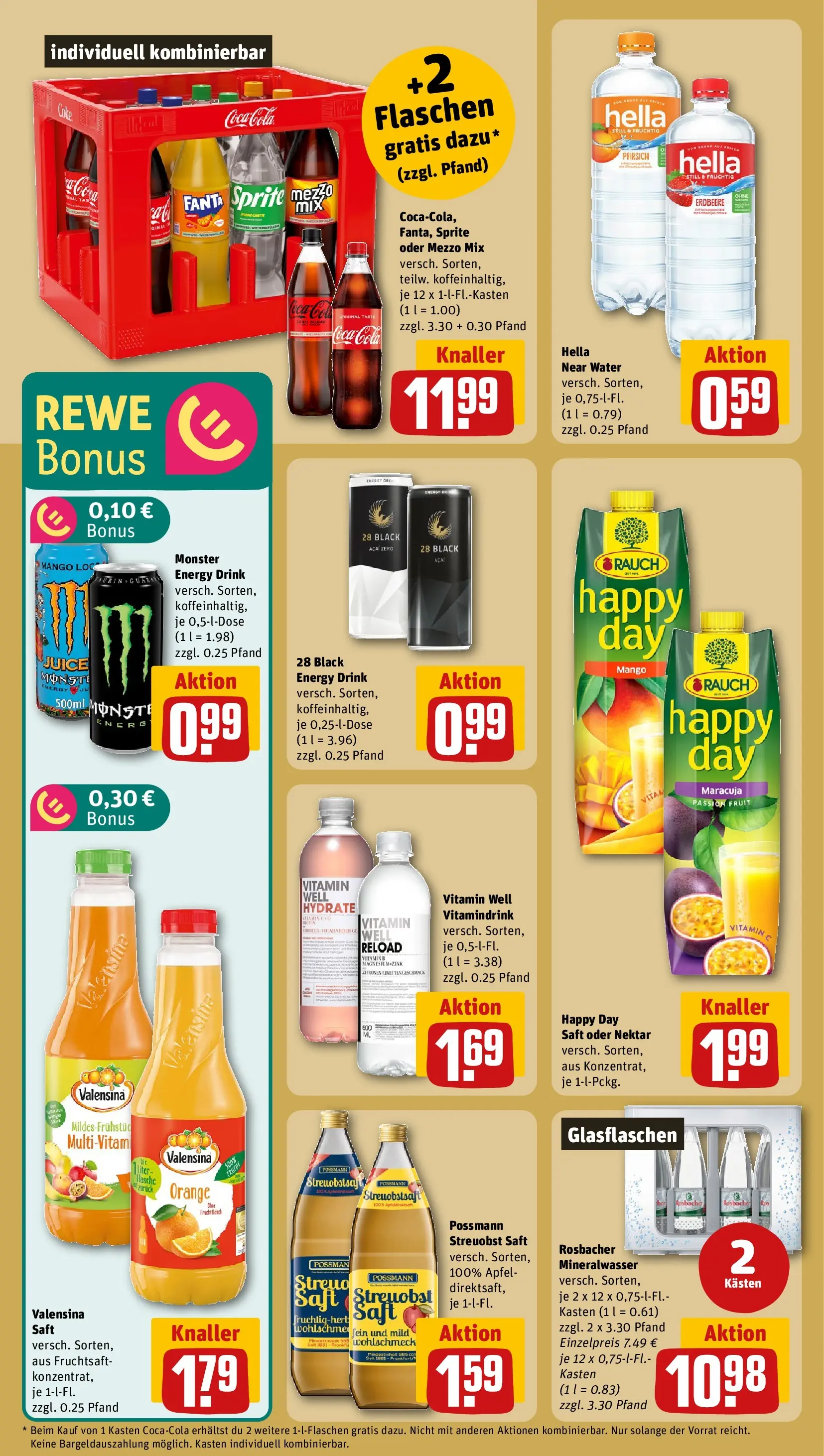 REWE Prospekt ab 09.03.2026 zum Blättern » Angebote | Seite: 16 | Produkte: Mezzo mix, Sprite, Monster, Mango