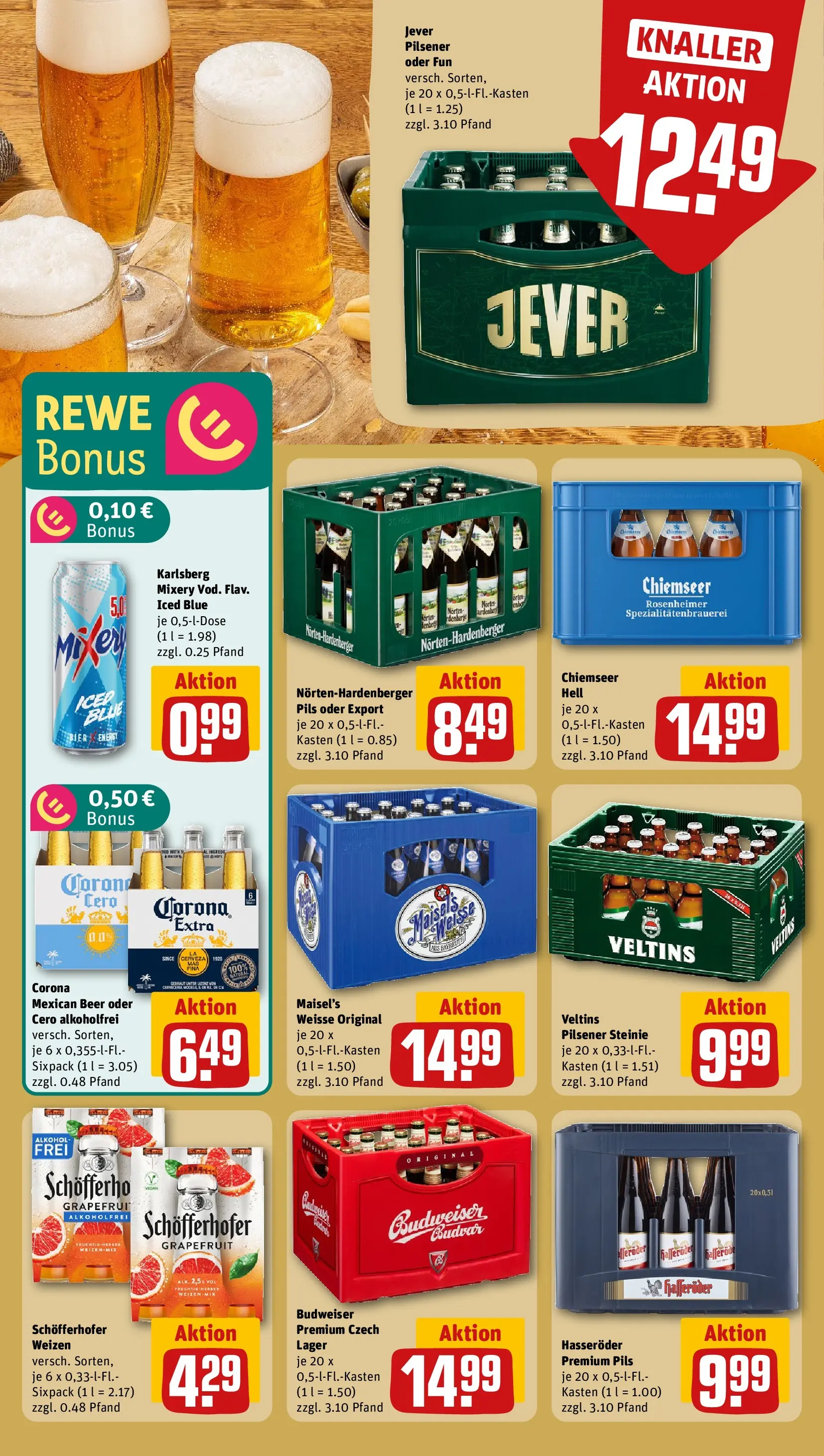 REWE Prospekt ab 09.03.2026 zum Blättern » Angebote | Seite: 17 | Produkte: Bier, Jever, Budweiser, Veltins