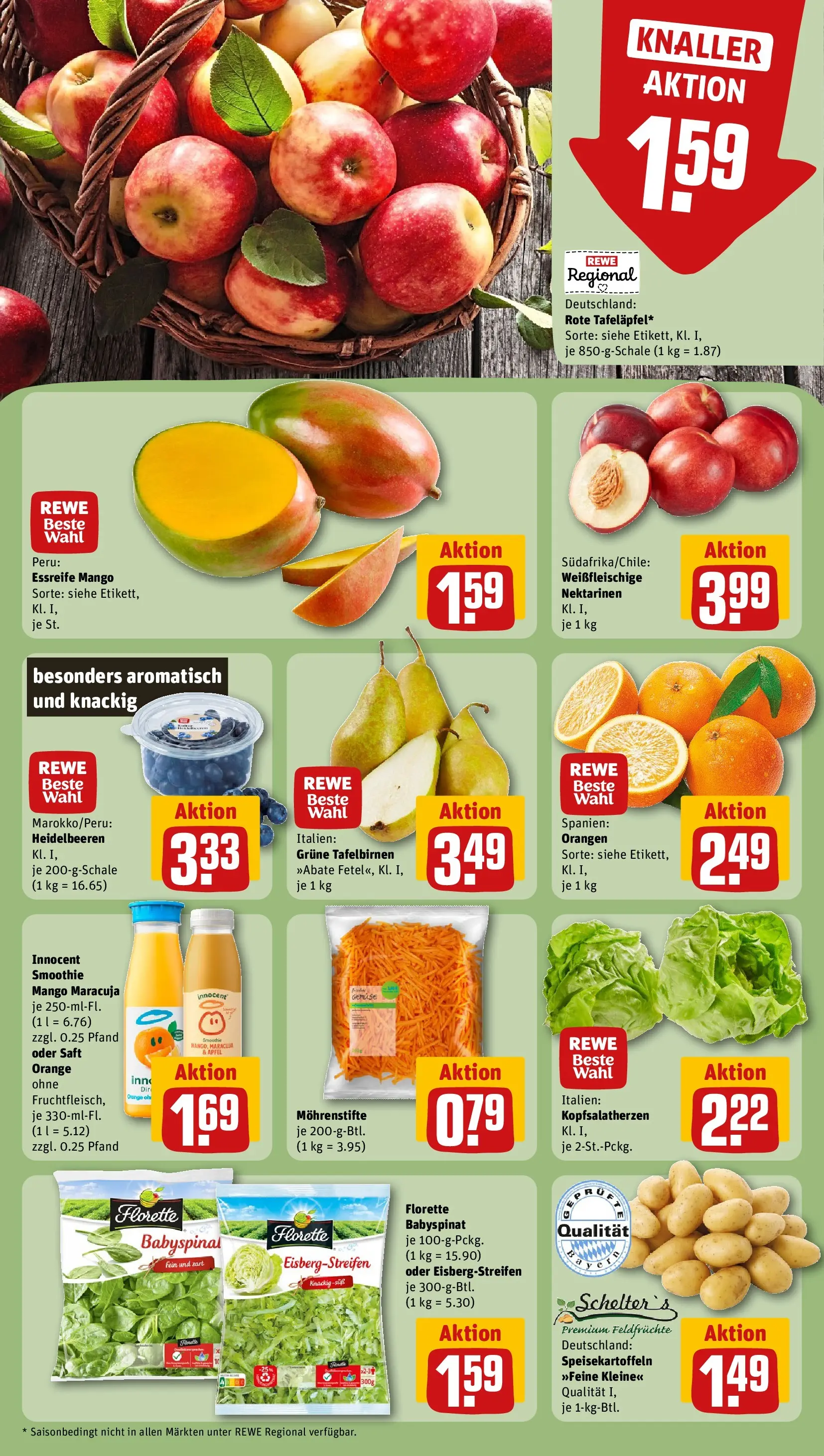 REWE Prospekt ab 09.03.2026 zum Blättern » Angebote | Seite: 6 | Produkte: Nektarinen, Äpfel, Heidelbeeren, Saft