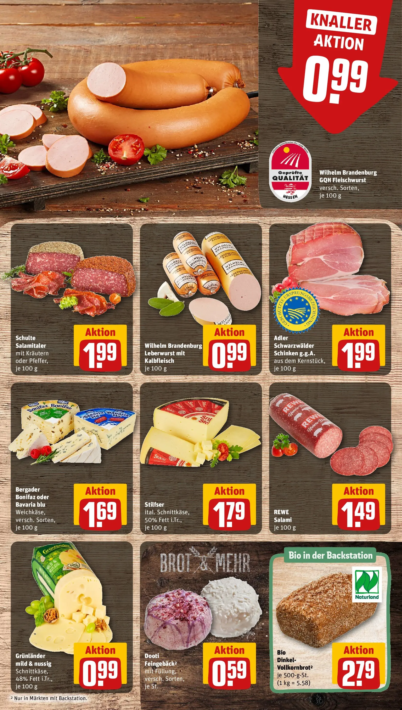 REWE Prospekt ab 09.03.2026 zum Blättern » Angebote | Seite: 9 | Produkte: Grunlander, Brot, Salami, Schinken