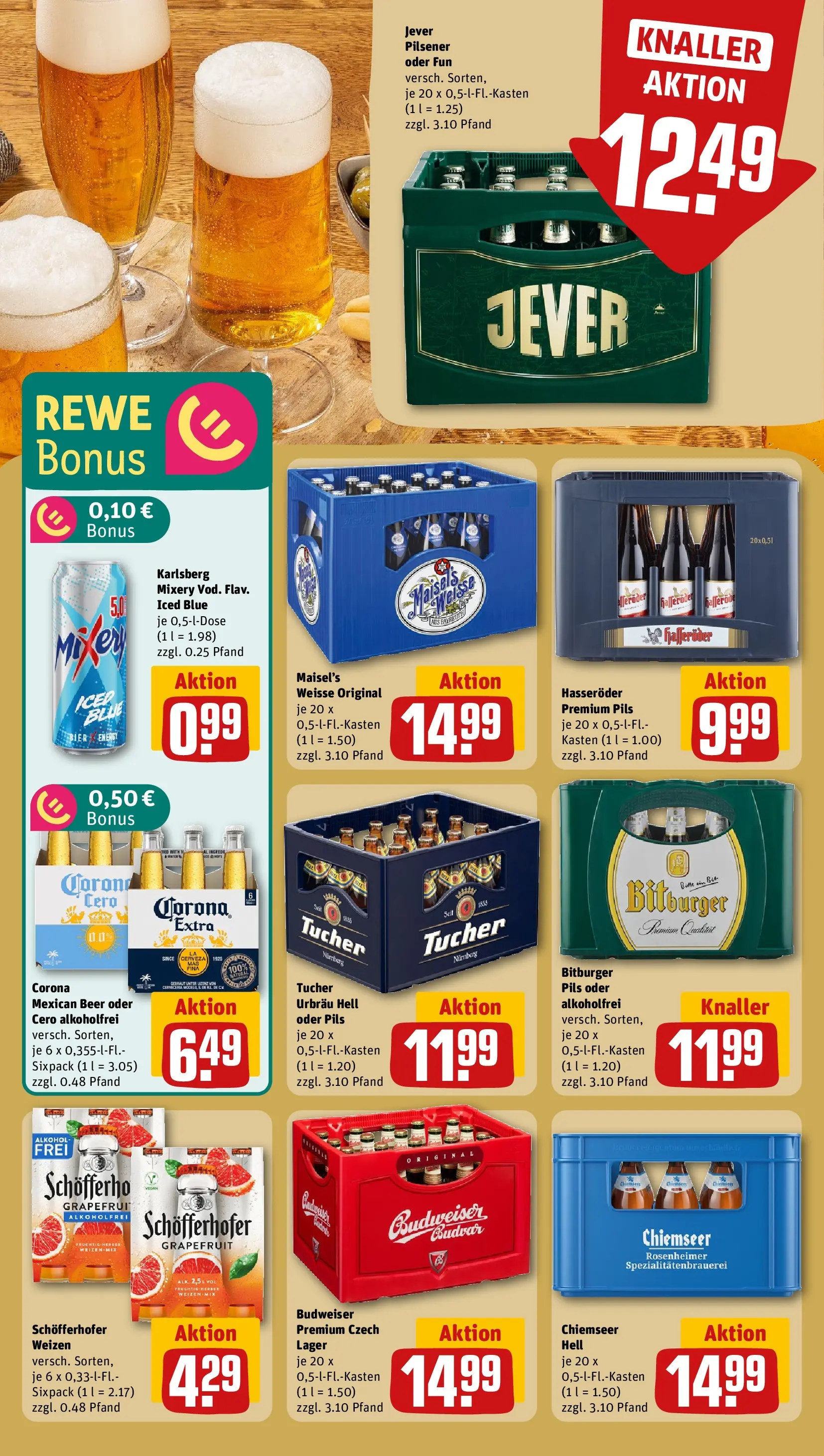 REWE Prospekt ab 09.03.2026 zum Blättern » Angebote | Seite: 17 | Produkte: Bier, Grapefruit, Jever, Budweiser
