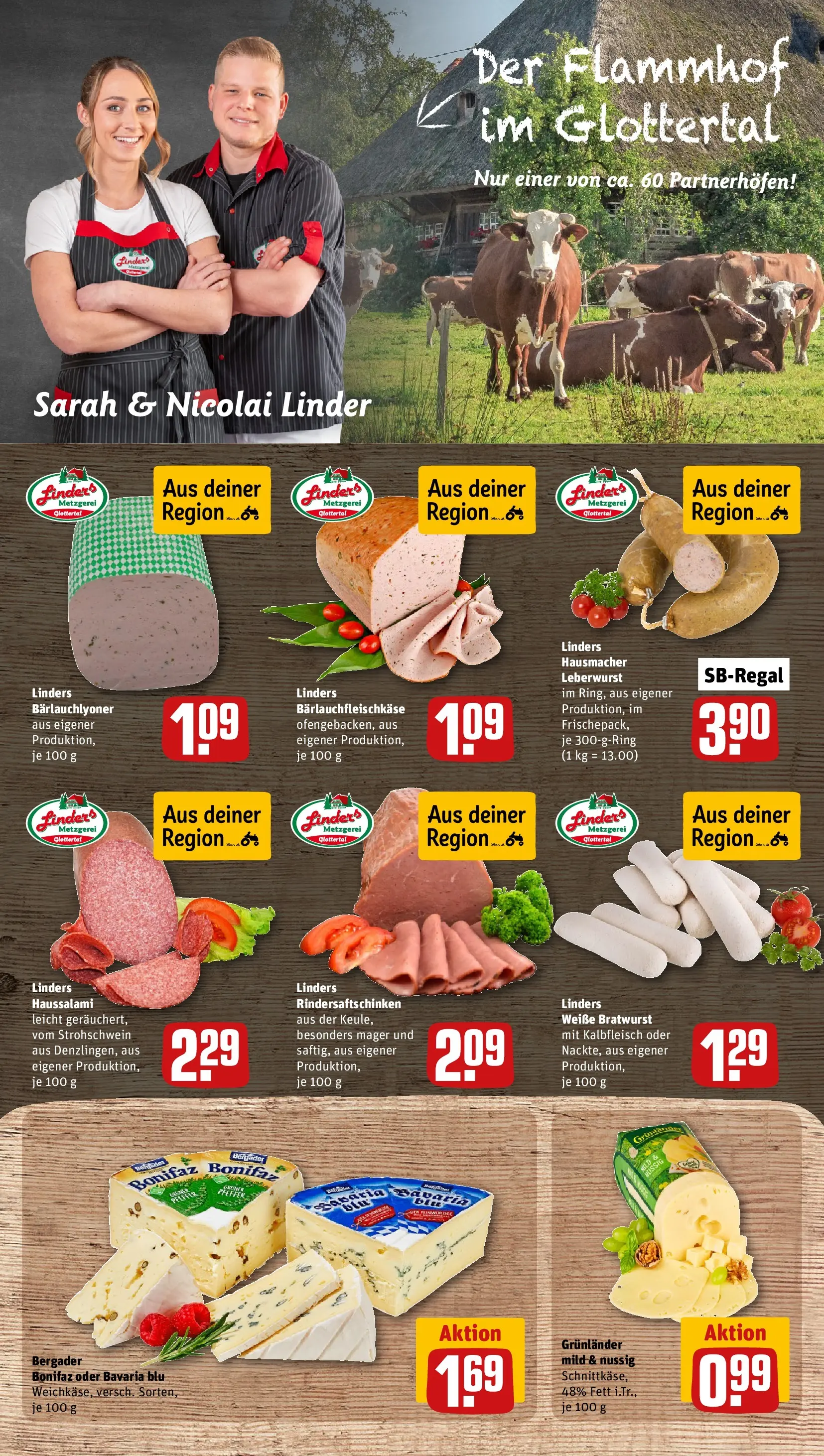 REWE Prospekt ab 09.03.2026 zum Blättern » Angebote | Seite: 9 | Produkte: Bratwurst, Grunlander, Pfeffer, Salami