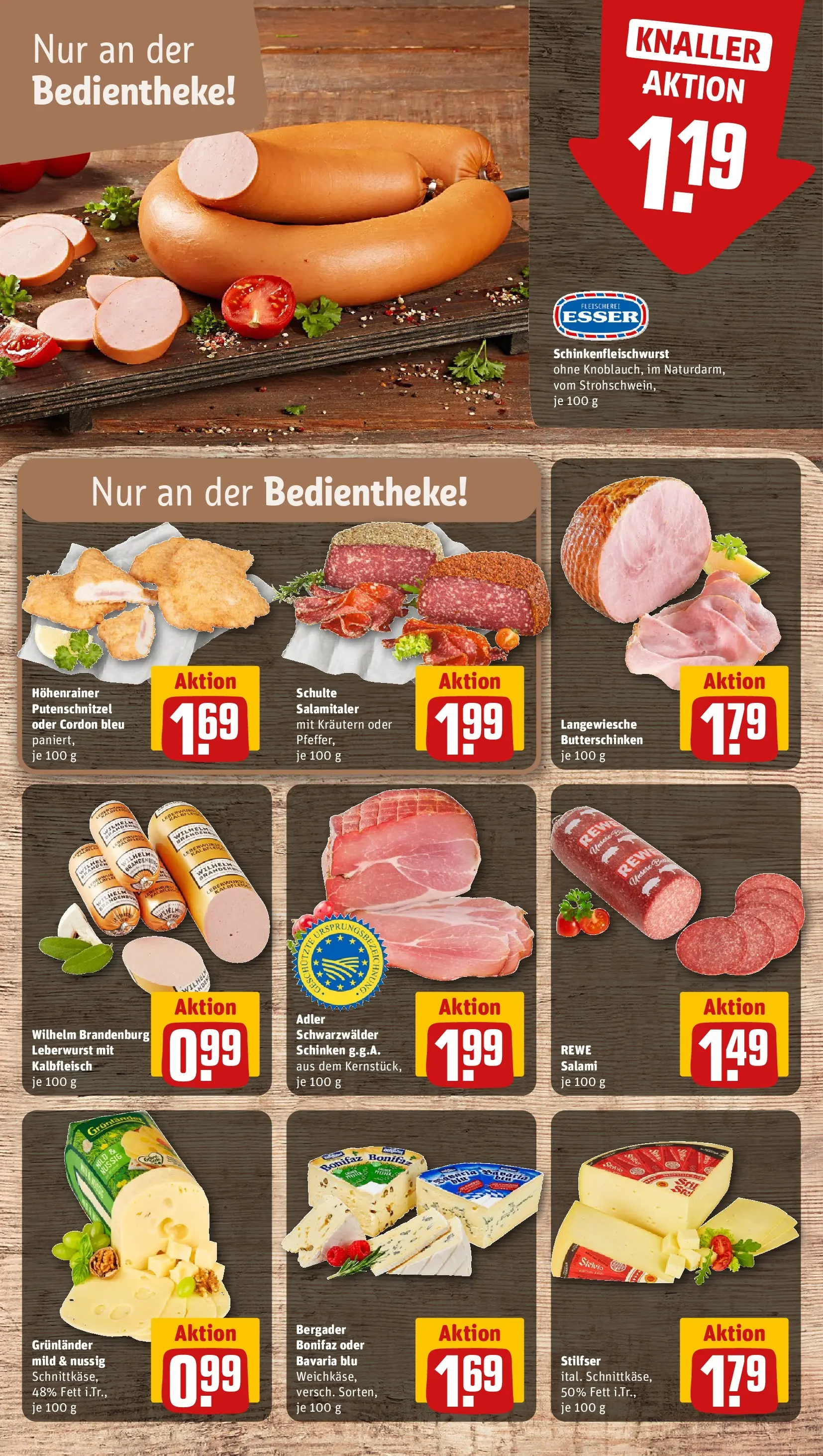 REWE Prospekt ab 09.03.2026 zum Blättern » Angebote | Seite: 9 | Produkte: Grunlander, Putenschnitzel, Salami, Schinken