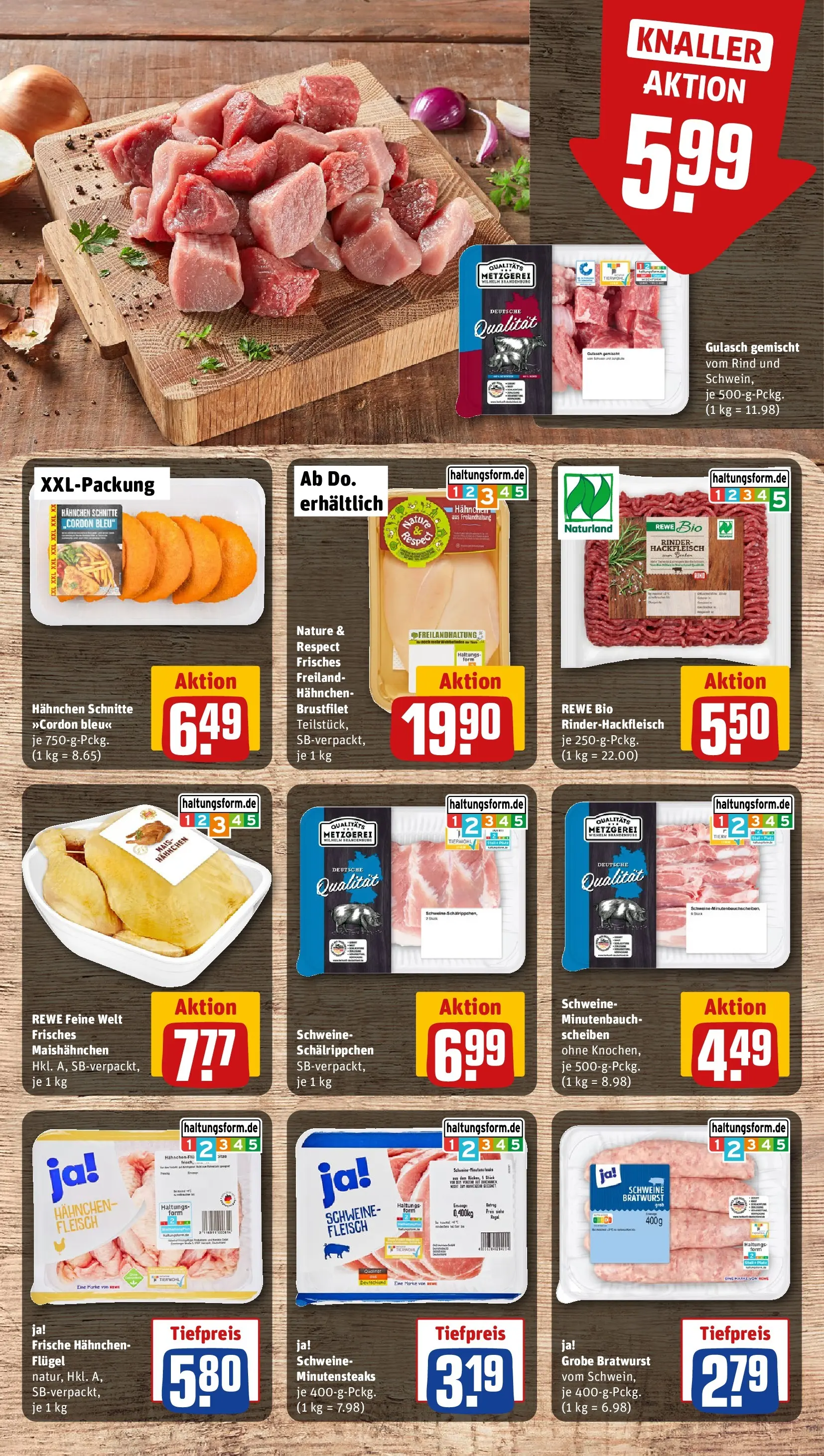 REWE Prospekt ab 09.03.2026 zum Blättern » Angebote | Seite: 8 | Produkte: Regal, Bratwurst, Gulasch, Hackfleisch