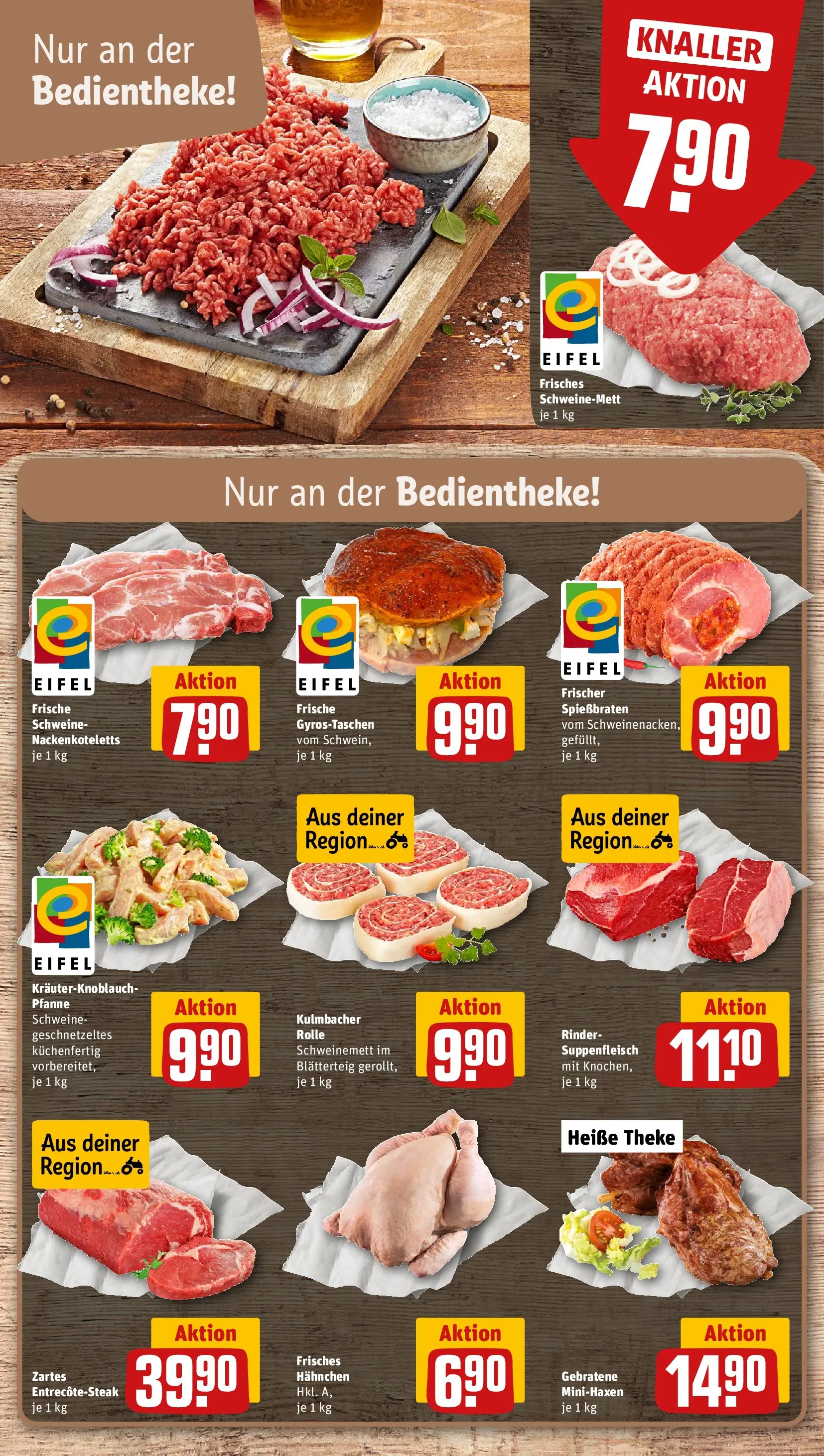 REWE Prospekt ab 09.03.2026 zum Blättern » Angebote | Seite: 8 | Produkte: Hahnchen, Gyros, Suppenfleisch, Steak