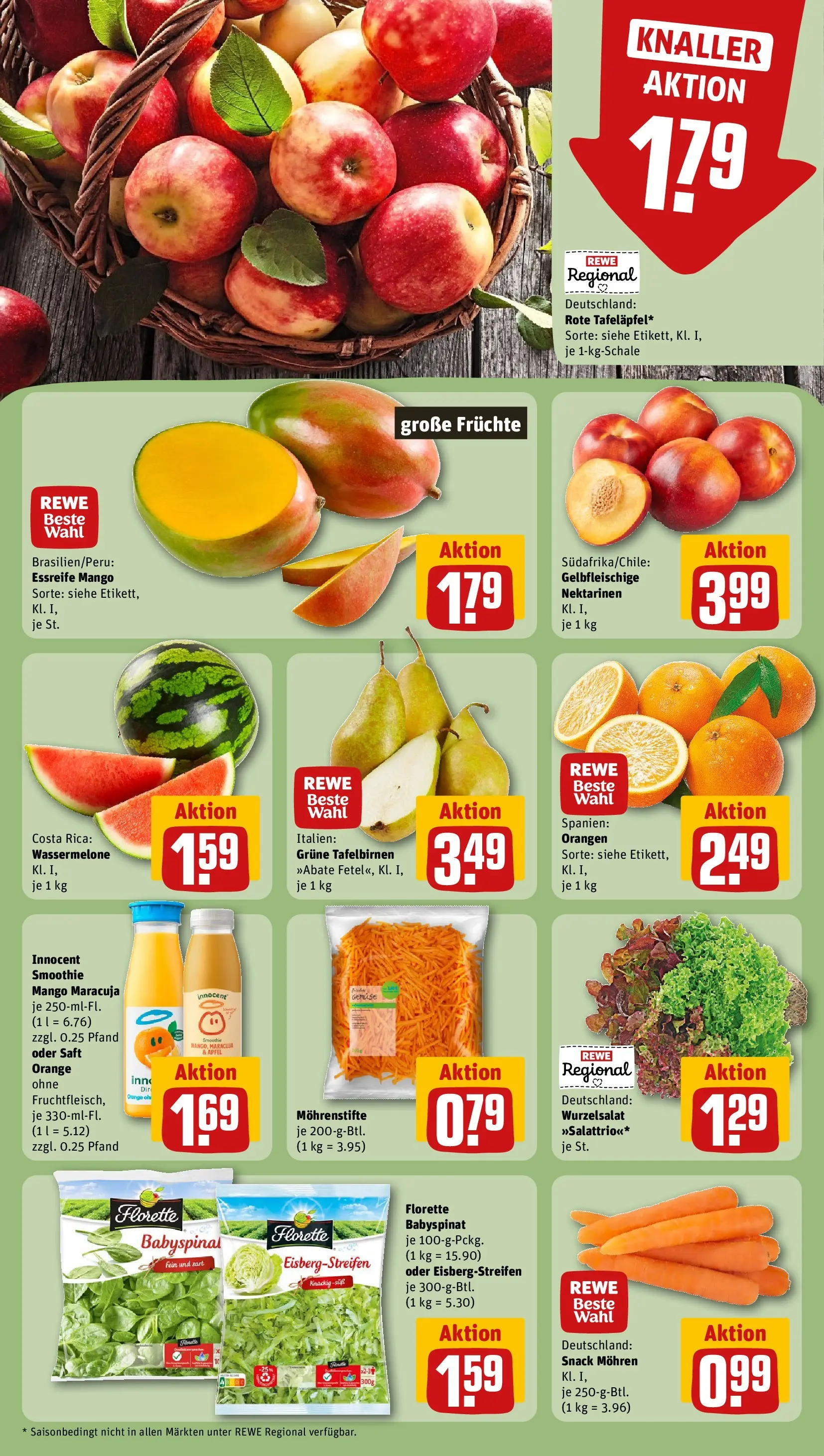 REWE Prospekt ab 09.03.2026 zum Blättern » Angebote | Seite: 4 | Produkte: Äpfel, Orangen, Mohren, Saft