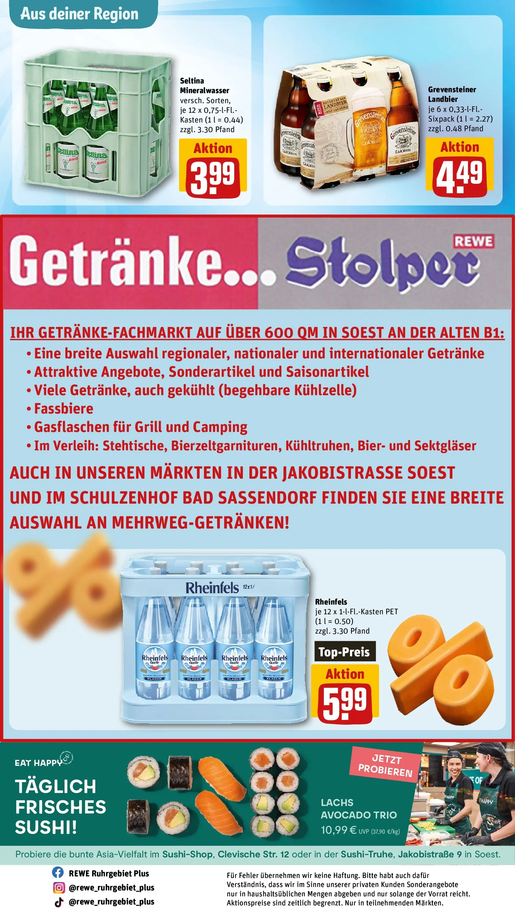 REWE Prospekt ab 09.03.2026 zum Blättern » Angebote | Seite: 28 | Produkte: Grill, Bier, Bad, Rheinfels quelle