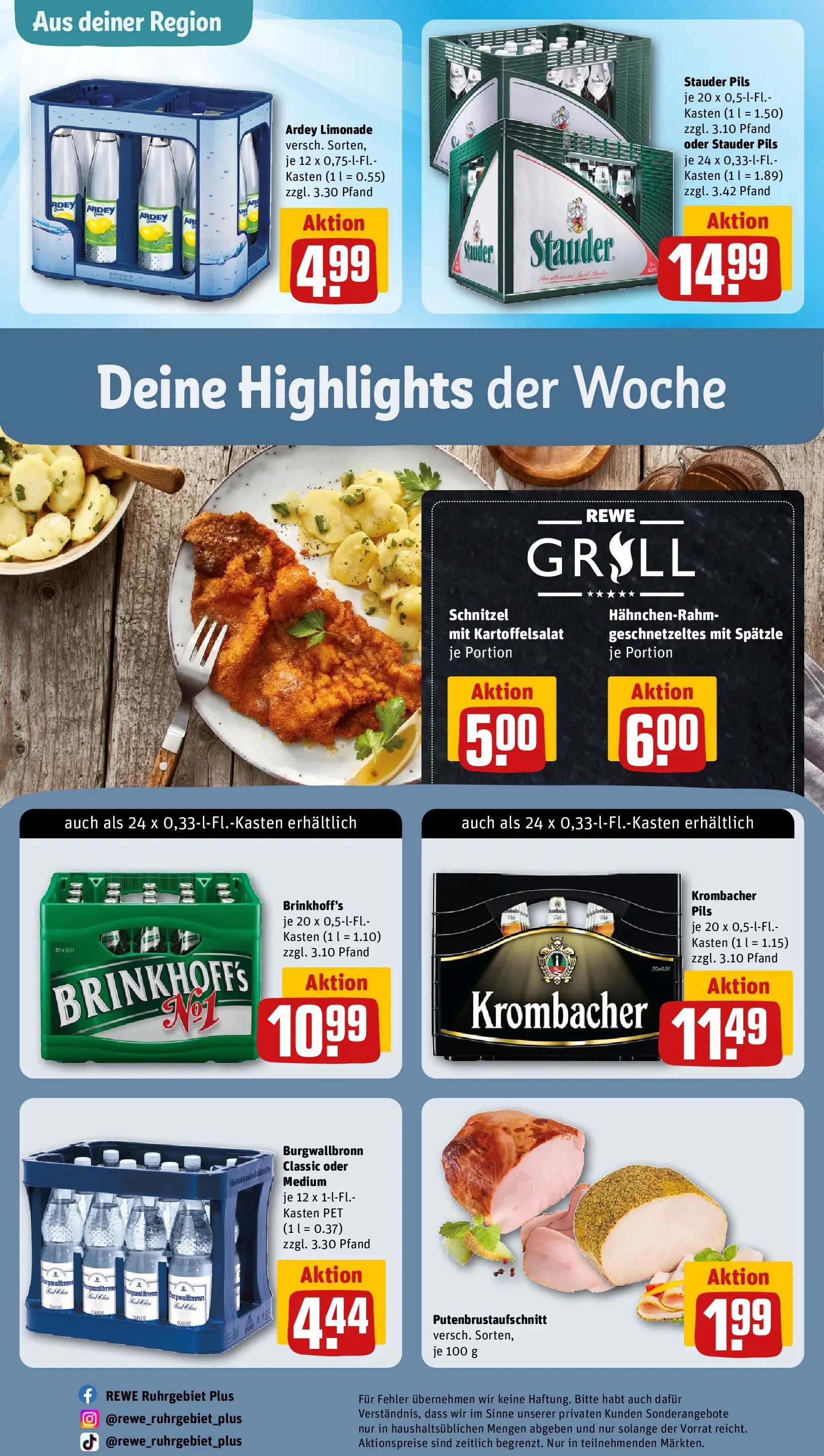 REWE Prospekt ab 09.03.2026 zum Blättern » Angebote | Seite: 29 | Produkte: Pils, Limonade, Schnitzel, Krombacher