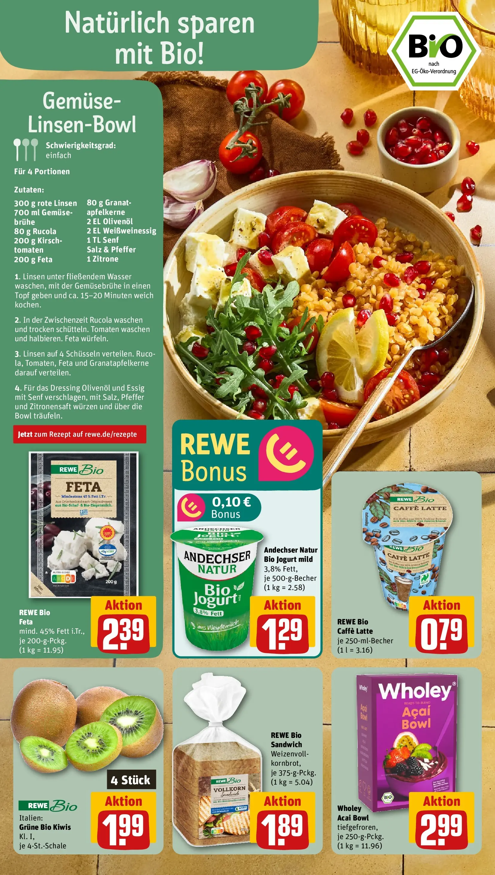 REWE Prospekt ab 09.03.2026 zum Blättern » Angebote | Seite: 4 | Produkte: Feta, Essig, Rucola, Salz