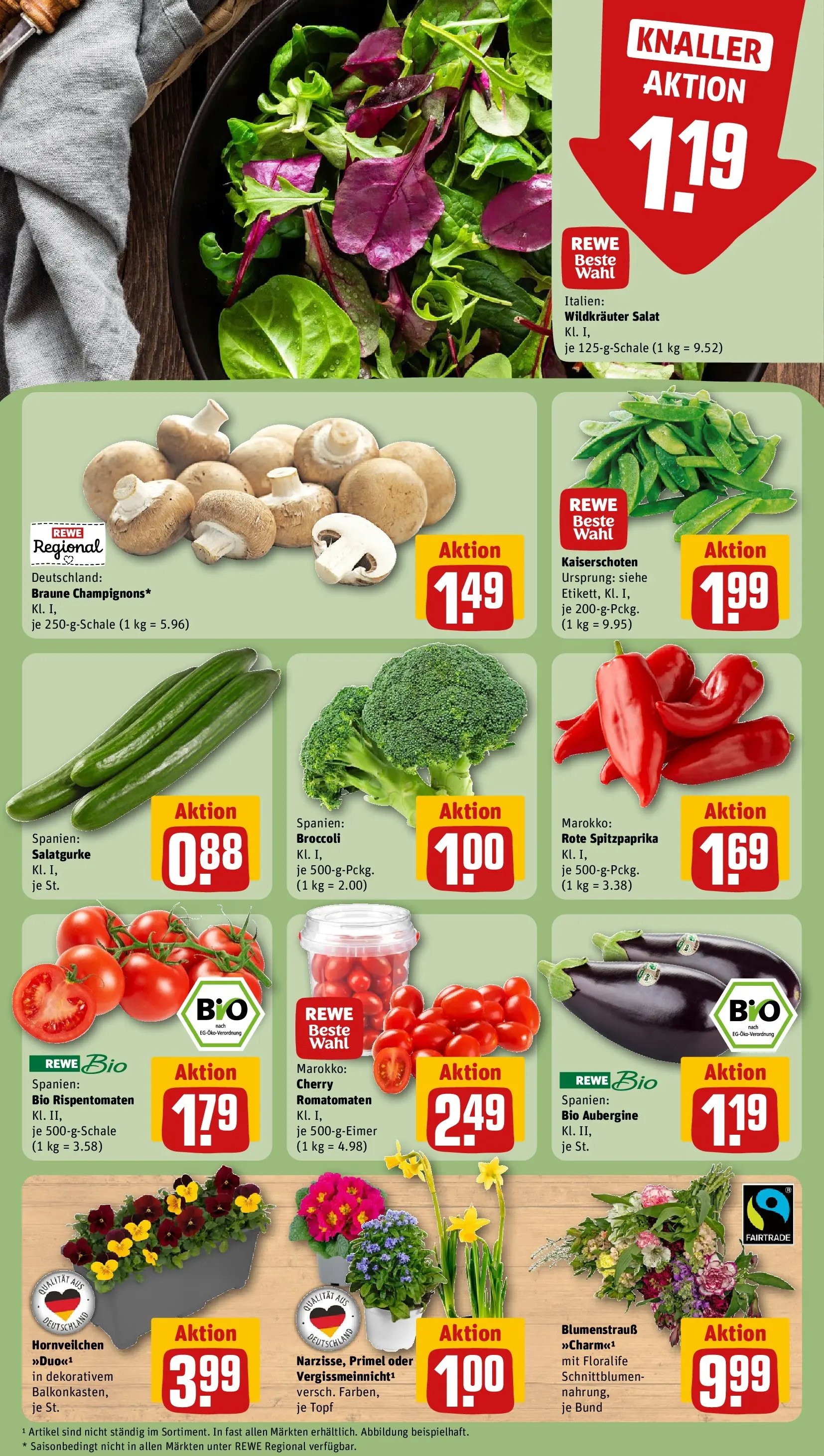 REWE Prospekt ab 09.03.2026 zum Blättern » Angebote | Seite: 7 | Produkte: Aubergine, Salat