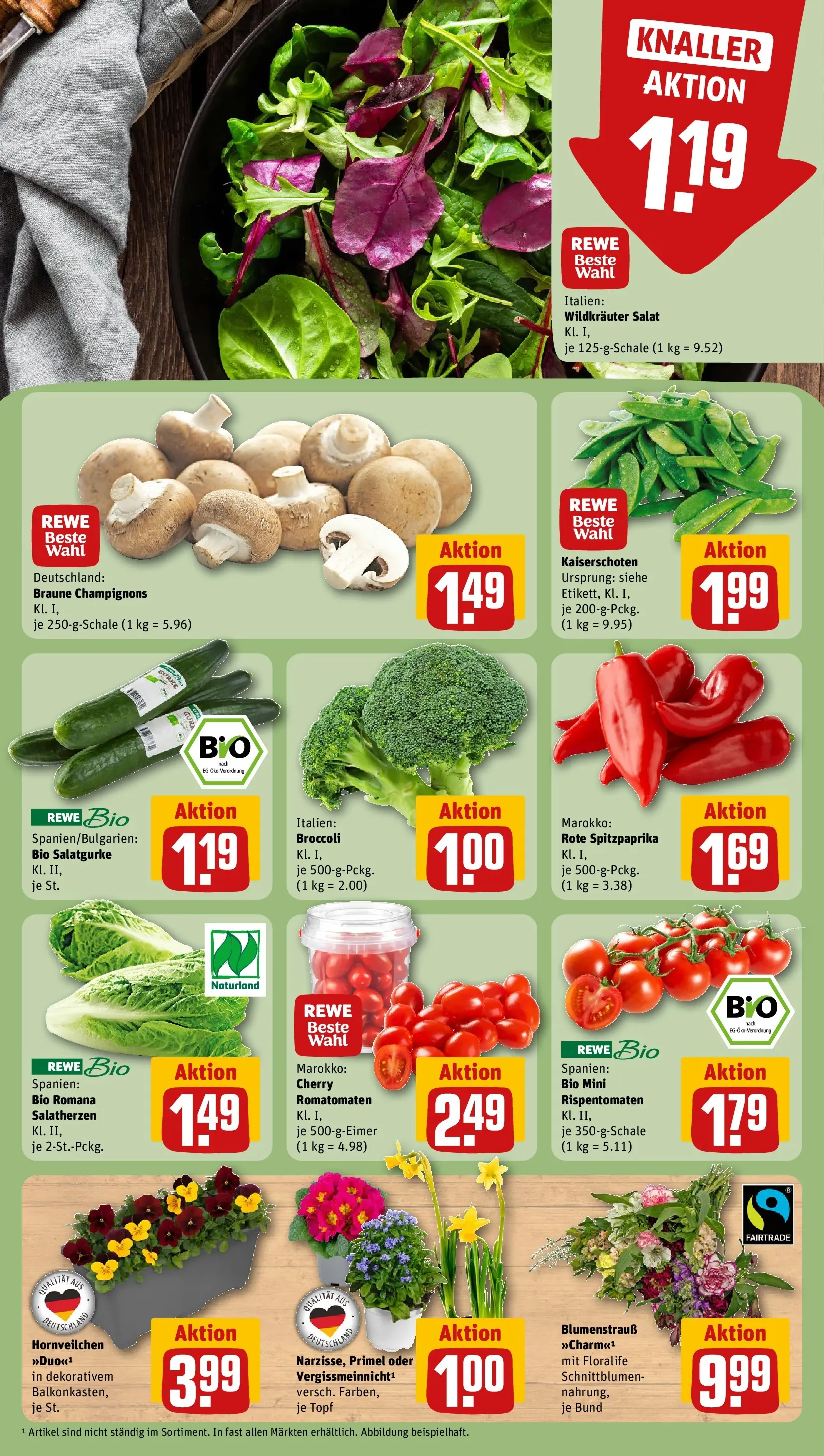 REWE Prospekt ab 09.03.2026 zum Blättern » Angebote | Seite: 7 | Produkte: Champignons, Salat