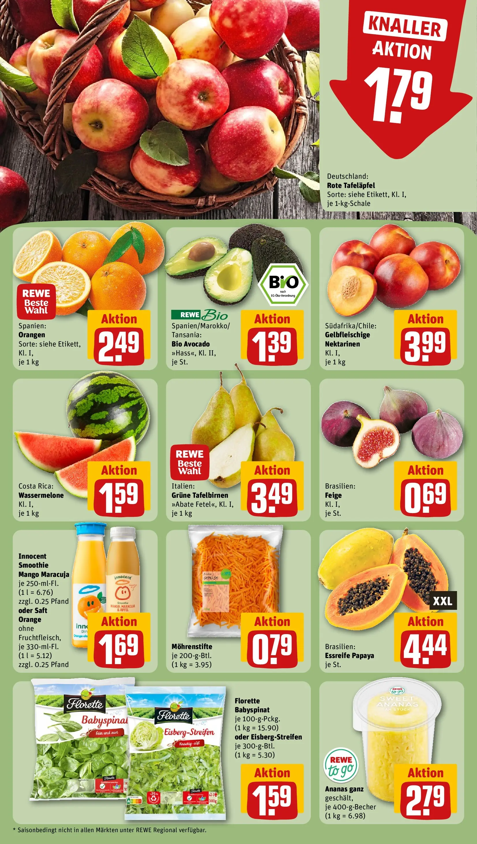 REWE Prospekt ab 09.03.2026 zum Blättern » Angebote | Seite: 6 | Produkte: Äpfel, Mango, Wassermelone, Saft