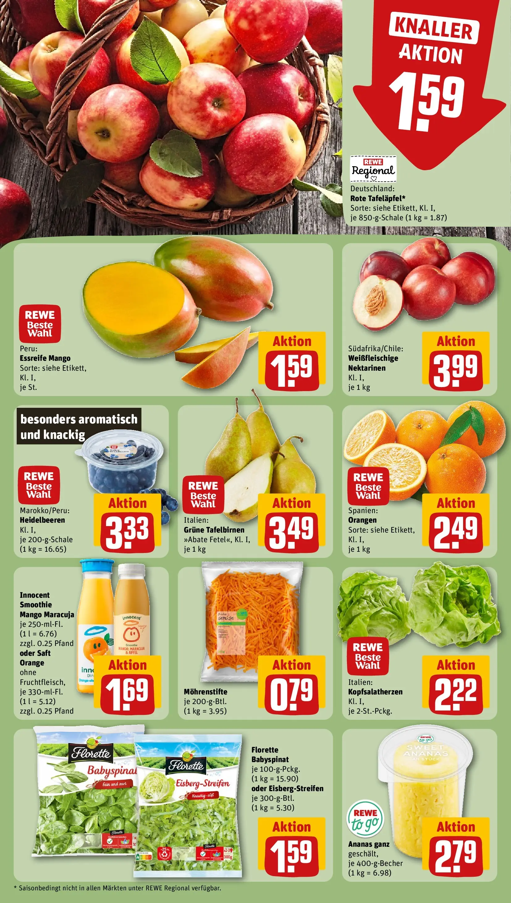 REWE Prospekt ab 09.03.2026 zum Blättern » Angebote | Seite: 6 | Produkte: Nektarinen, Ananas, Heidelbeeren, Mango