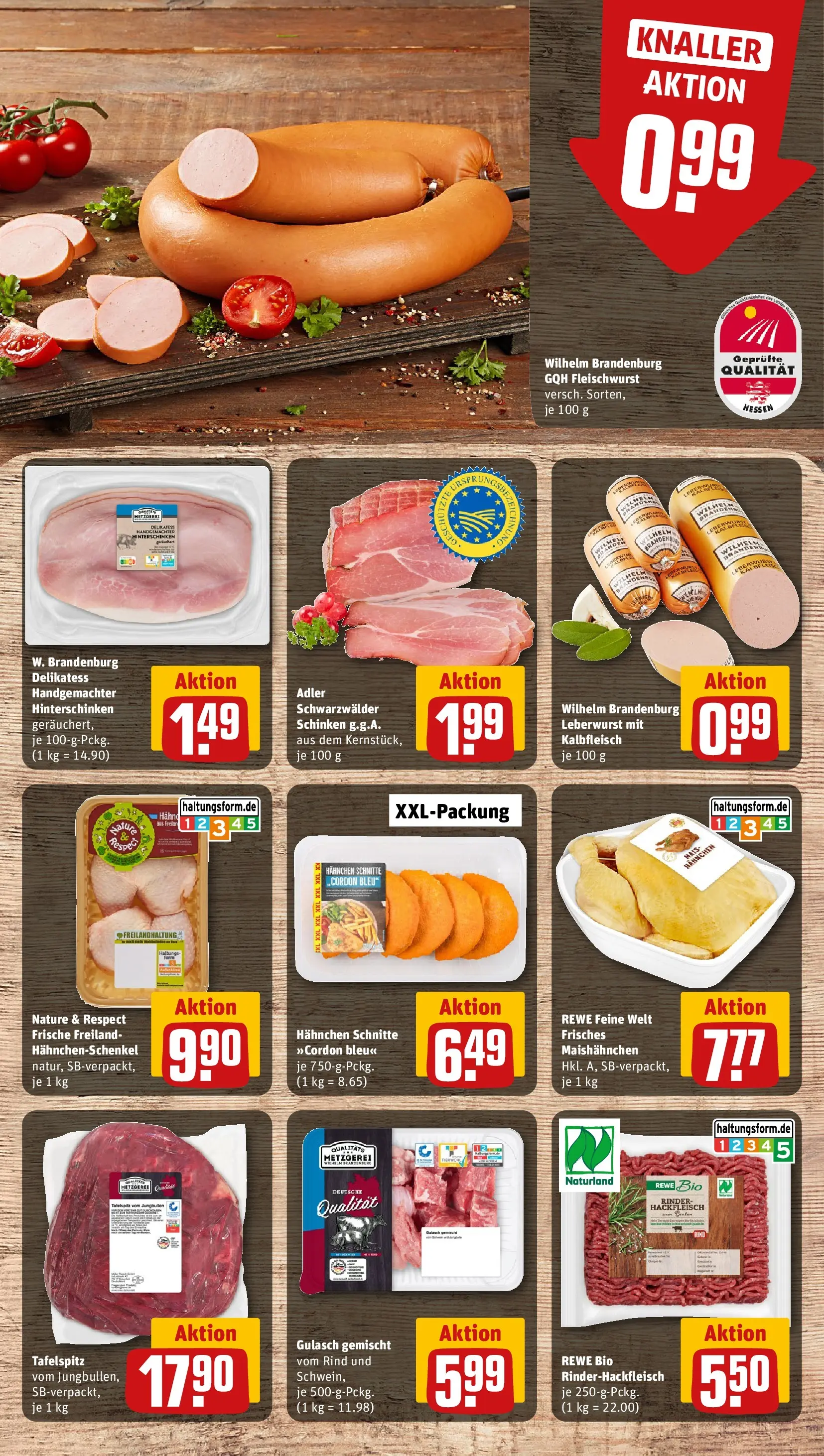 REWE Prospekt ab 09.03.2026 zum Blättern » Angebote | Seite: 8 | Produkte: Tafelspitz, Hahnchenschenkel, Gulasch, Schinken