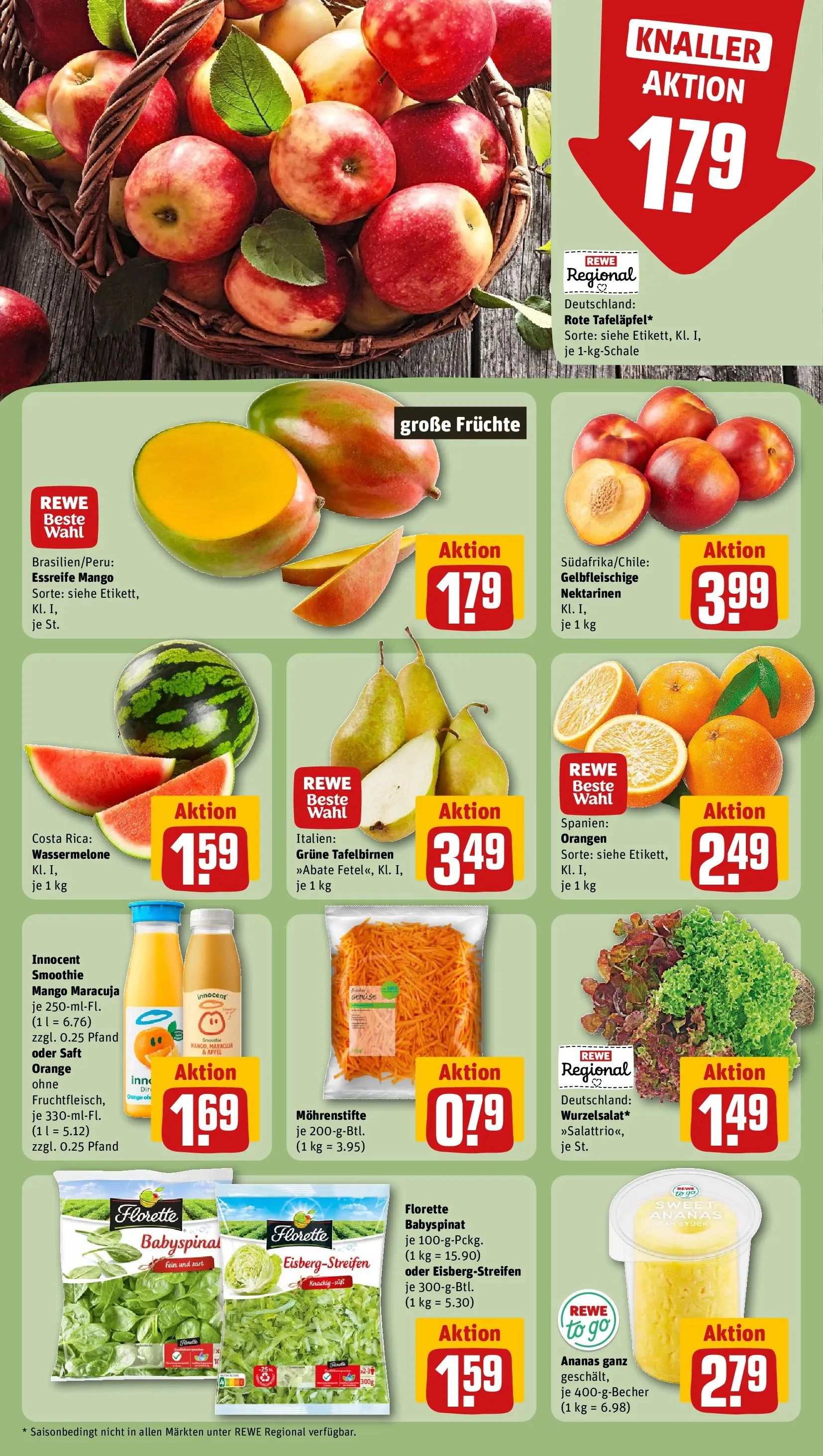 REWE Prospekt ab 09.03.2026 zum Blättern » Angebote | Seite: 6 | Produkte: Äpfel, Orangen, Ananas, Mango
