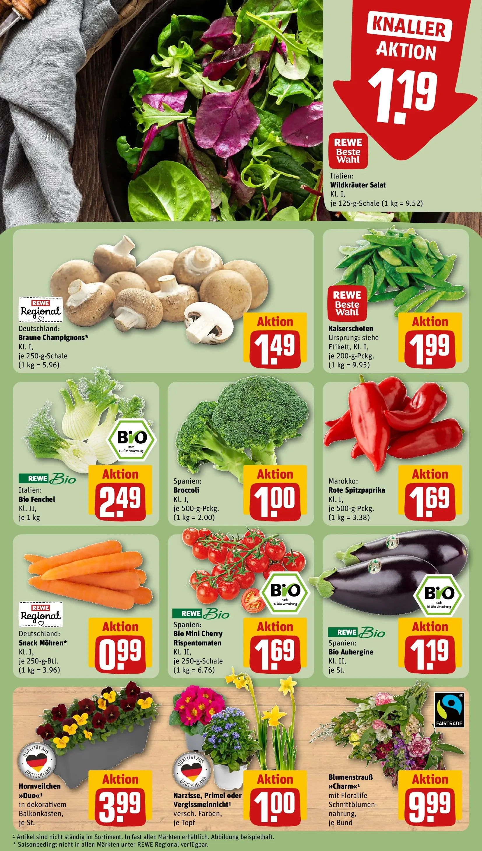 REWE Prospekt ab 09.03.2026 zum Blättern » Angebote | Seite: 7 | Produkte: Aubergine, Salat