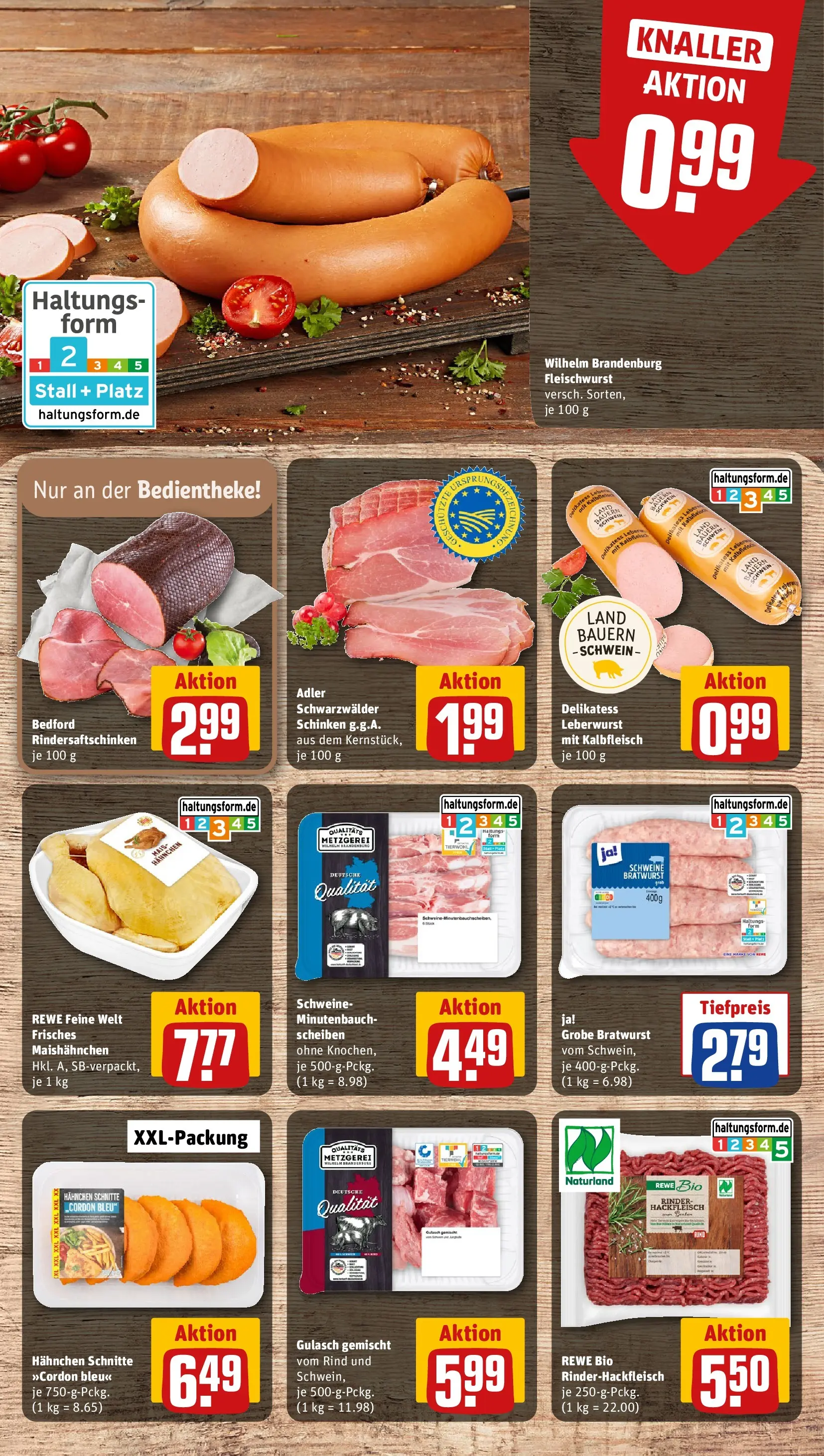 REWE Prospekt ab 09.03.2026 zum Blättern » Angebote | Seite: 8 | Produkte: Bratwurst, Gulasch, Schinken, Hackfleisch