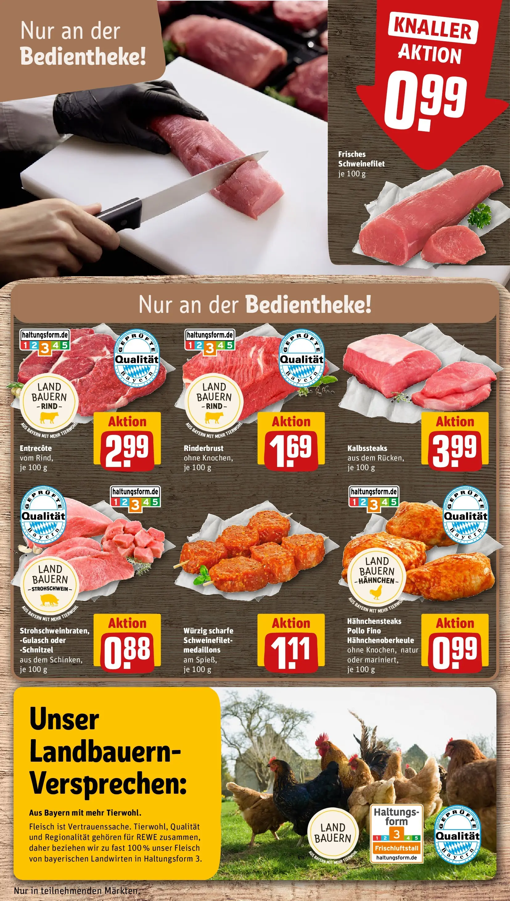 REWE Prospekt ab 09.03.2026 zum Blättern » Angebote | Seite: 10 | Produkte: Hahnchen, Entrecote, Schweinefilet, Gulasch