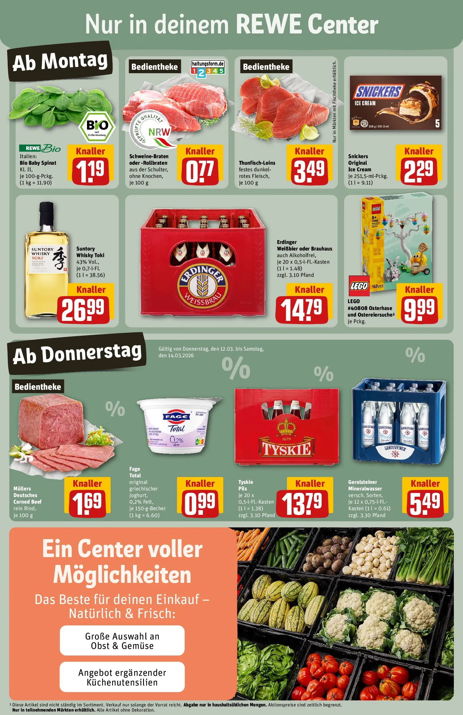 REWE Prospekt ab 09.03.2026 zum Blättern » Angebote | Seite: 3 | Produkte: Weißbier, Mineralwasser, Obst, Gerolsteiner
