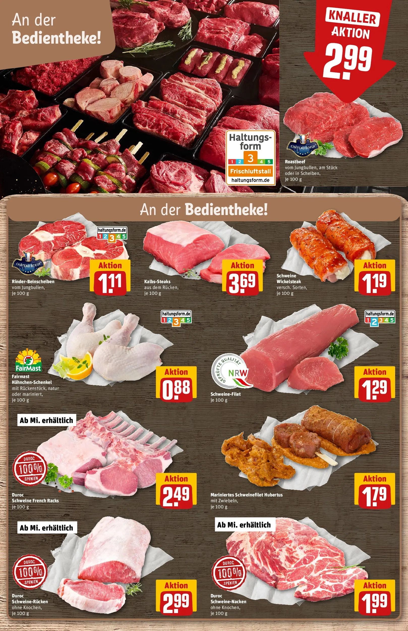 REWE Prospekt ab 09.03.2026 zum Blättern » Angebote | Seite: 9 | Produkte: Hahnchenschenkel, Schweinenacken, Schweinefilet, Schweinerucken