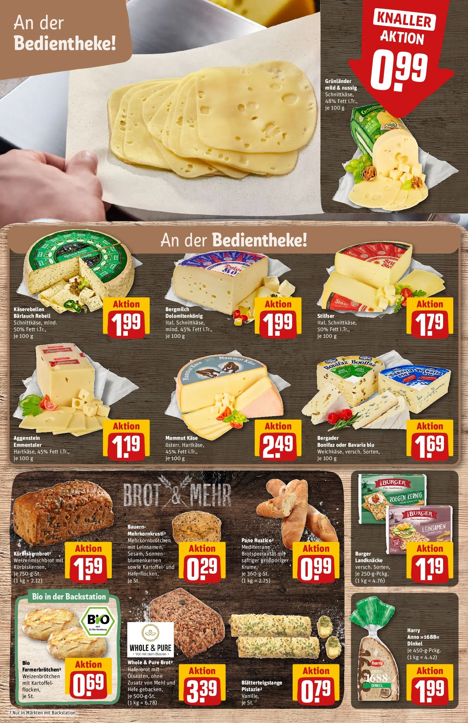 REWE Prospekt ab 09.03.2026 zum Blättern » Angebote | Seite: 11 | Produkte: Käse, Pane, Burger, Brot