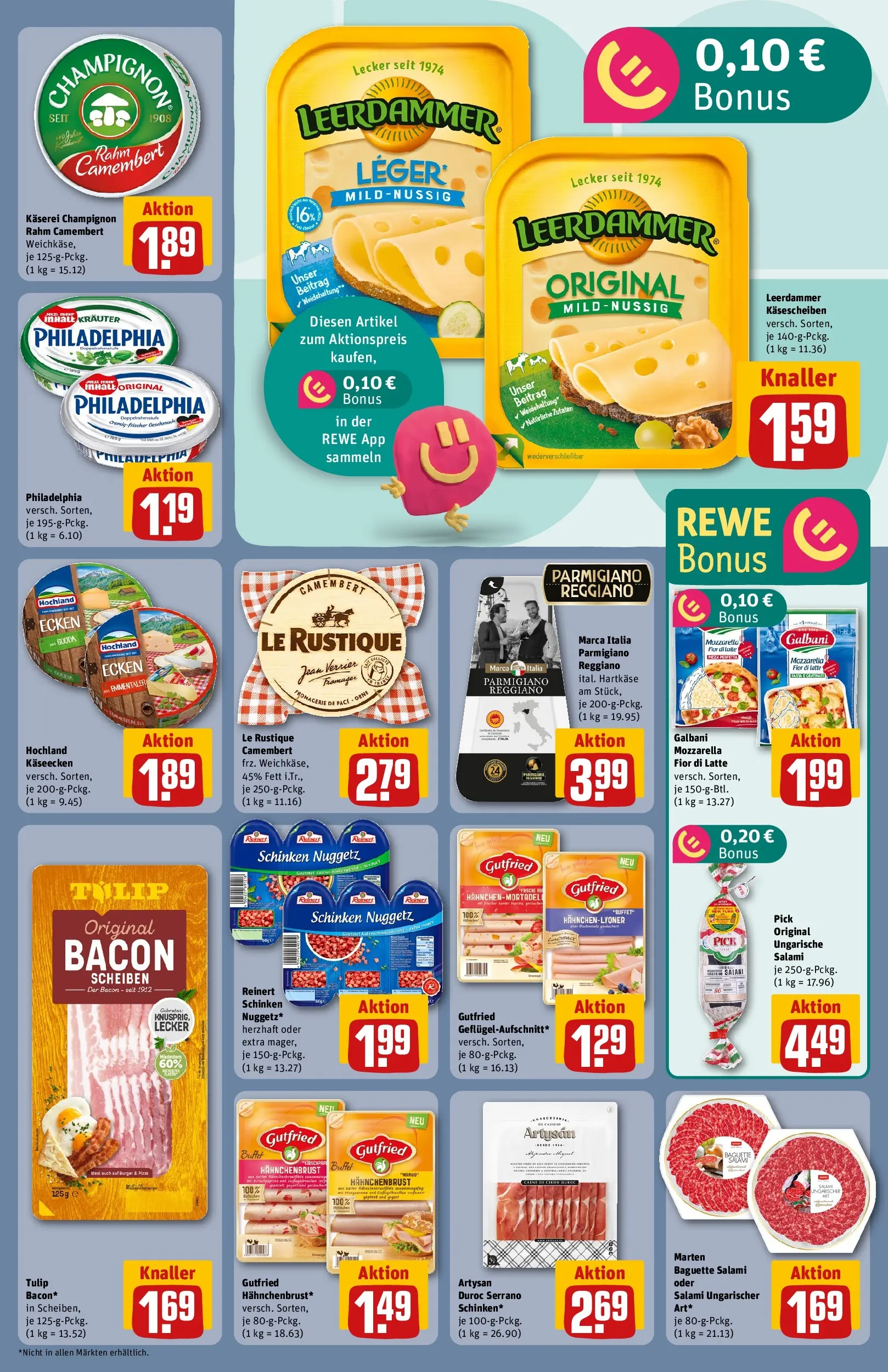 REWE Prospekt ab 09.03.2026 zum Blättern » Angebote | Seite: 17 | Produkte: Mozzarella, Burger, Baguette, Schinken