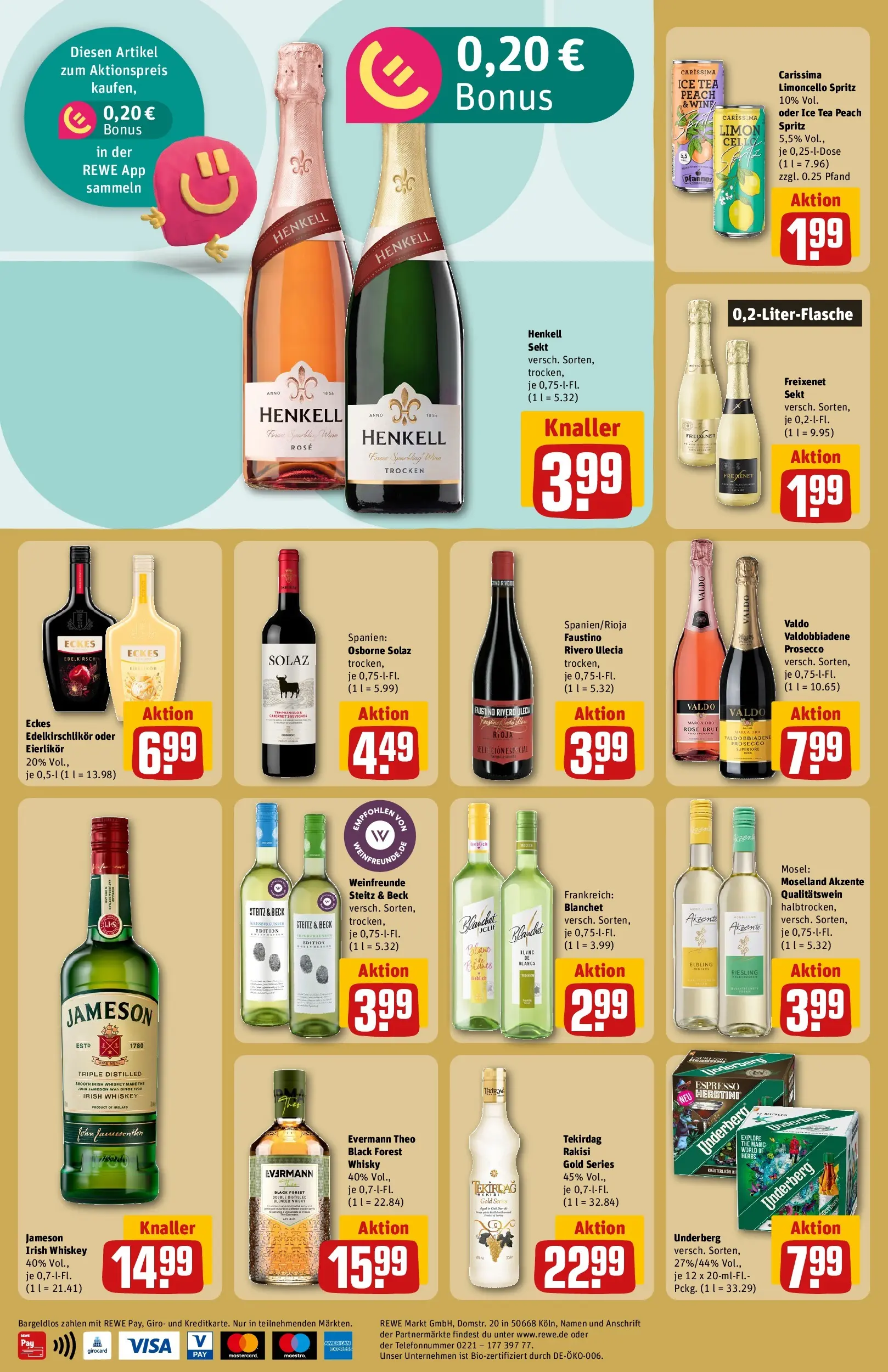 REWE Prospekt ab 09.03.2026 zum Blättern » Angebote | Seite: 36 | Produkte: Whisky, Jameson, Prosecco, Limoncello