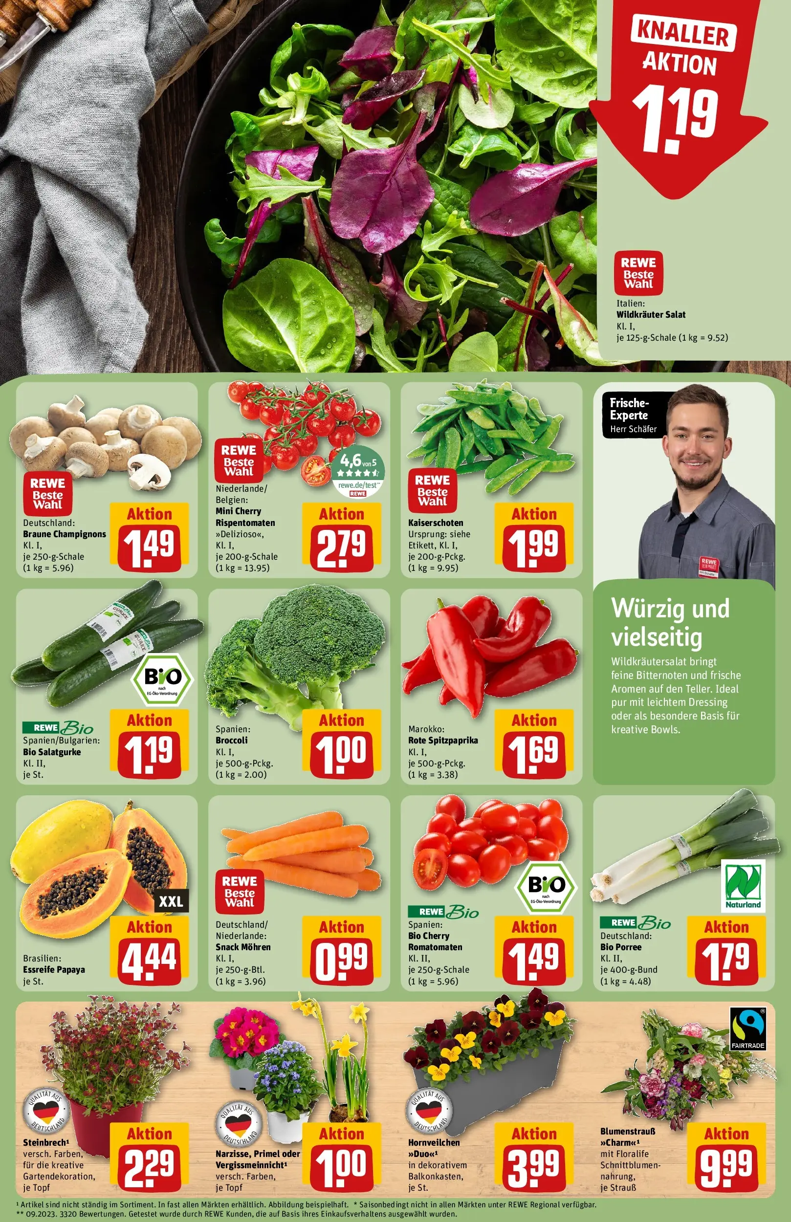 REWE Prospekt ab 09.03.2026 zum Blättern » Angebote | Seite: 7 | Produkte: Dressing, Mohren, Champignons, Salat