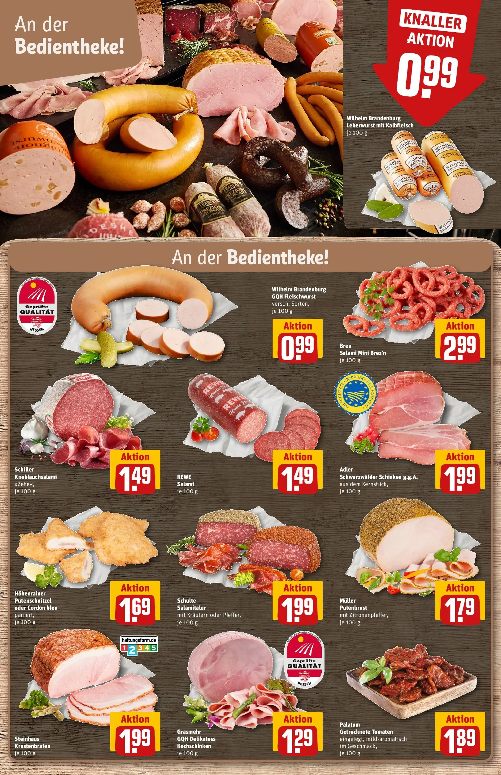 REWE Prospekt ab 09.03.2026 zum Blättern » Angebote | Seite: 10 | Produkte: Tomaten, Krustenbraten, Salami, Schinken