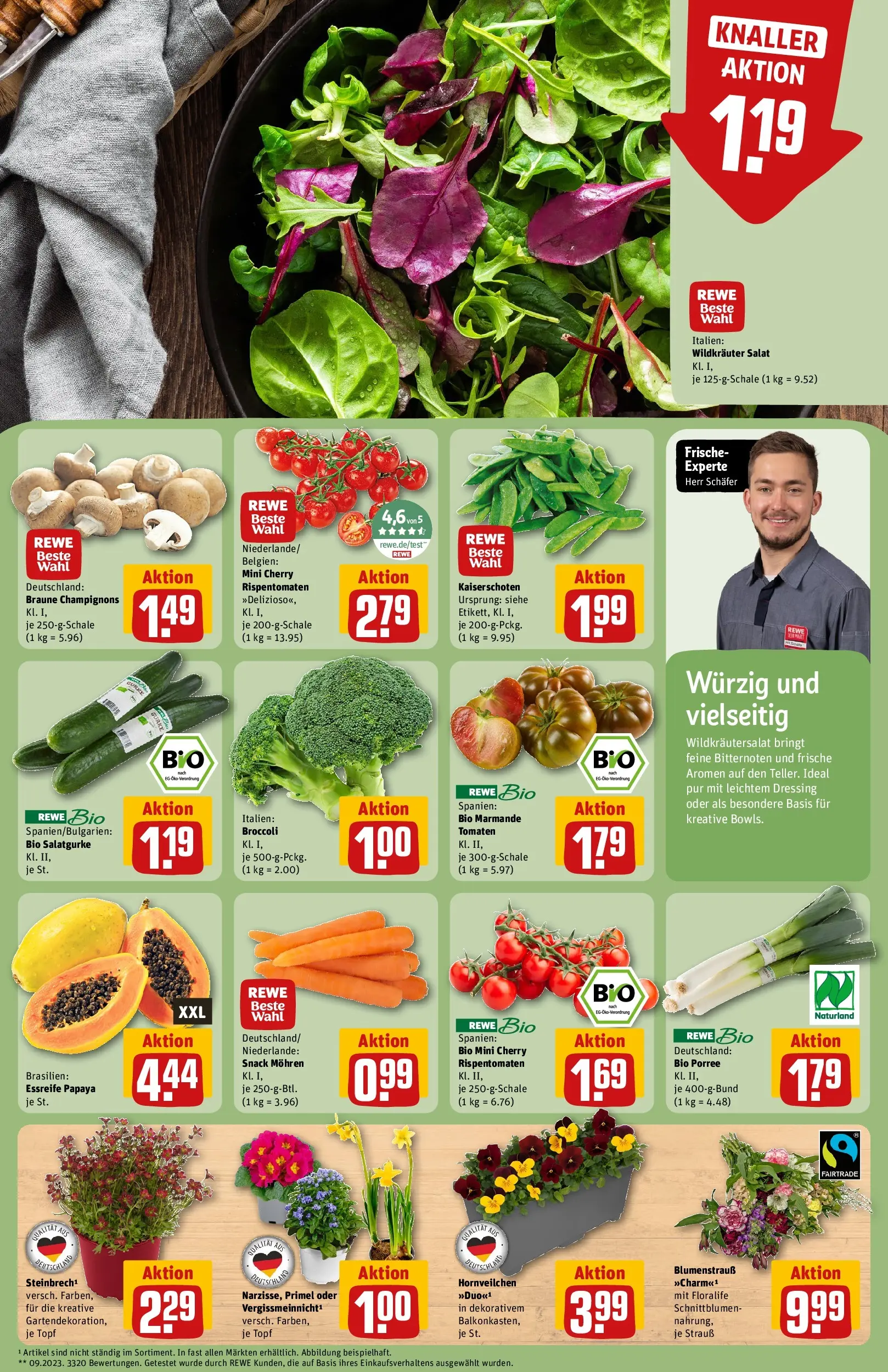 REWE Prospekt ab 09.03.2026 zum Blättern » Angebote | Seite: 7 | Produkte: Dressing, Tomaten, Mohren, Champignons
